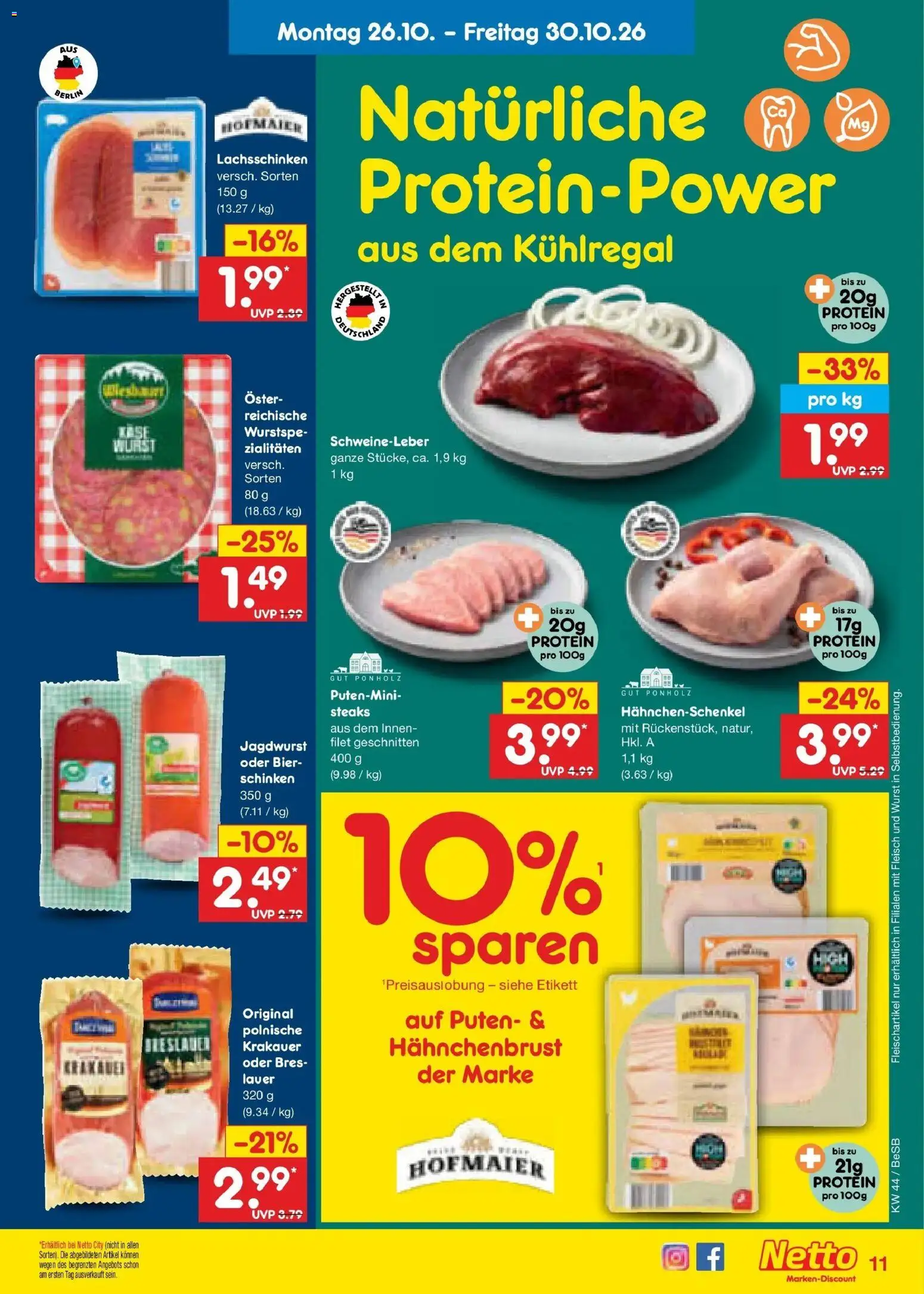 Netto Marken-Discount Prospekt Berlin-Prenzlauer Berg – gültig ab 26.10.2026 | Seite: 15 | Produkte: Hahnchenschenkel, Schinken, Fleisch, Hahnchenbrust