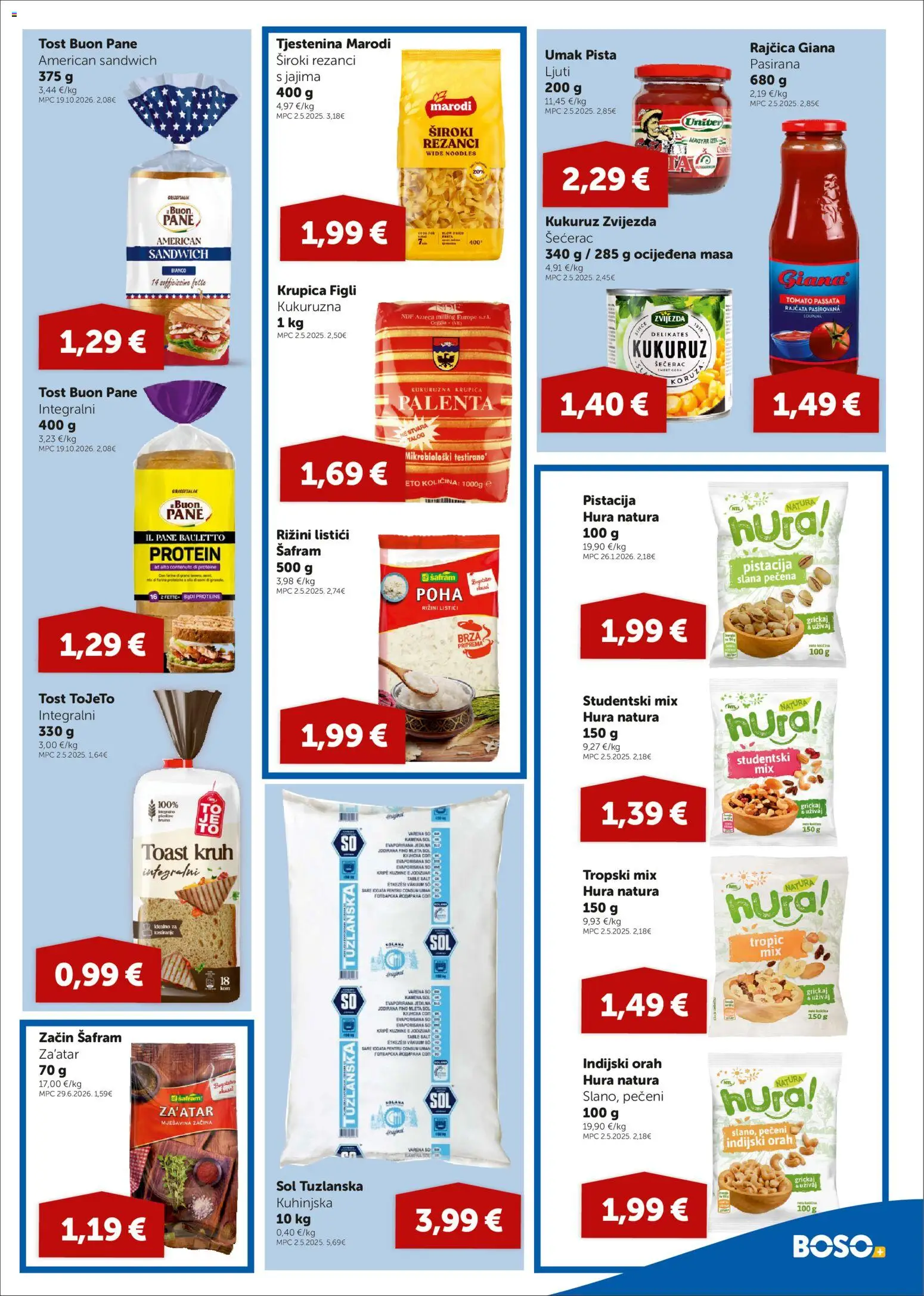 Boso katalog | vrijedi od 29.10.2026 | Stranica: 7 | Proizvodi: Kukuruz, Toast, Tjestenina, Palenta