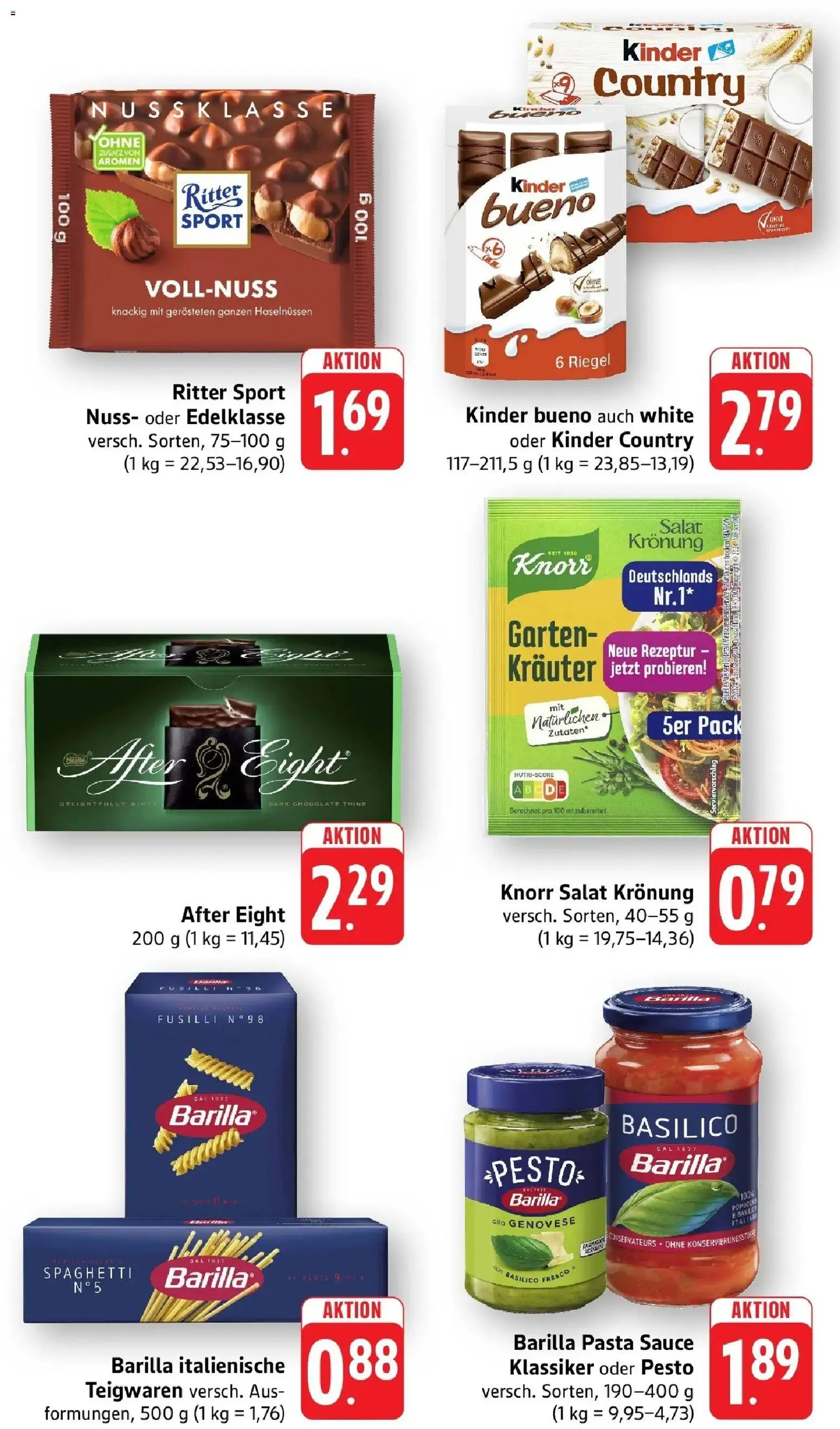nah & gut Prospekt Birkendorf – gültig ab 24.08.2026 | Seite: 7 | Produkte: Barilla, Spaghetti, Salat, Kinder country