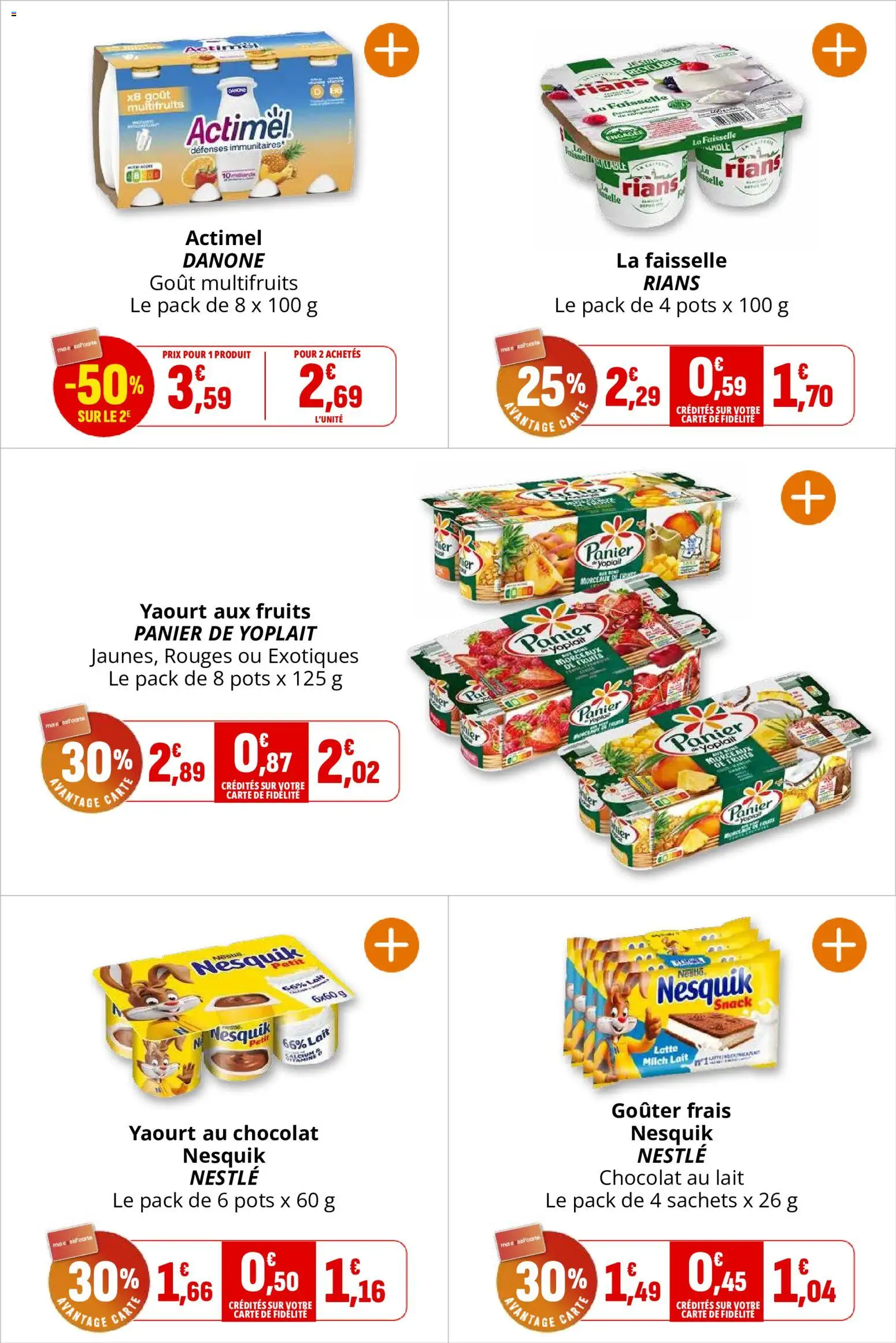 {H1} | Page: 15 | Produits: Actimel, Panier, Yaourt, Chocolat