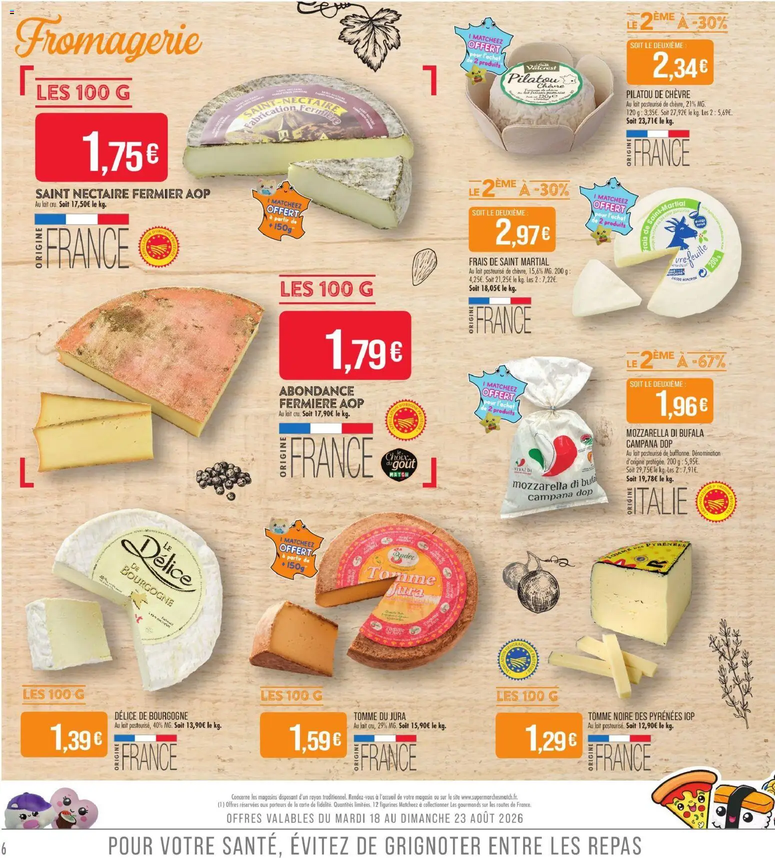 {H1} | Page: 6 | Produits: Mozzarella, Bourgogne, Lait, Figurines