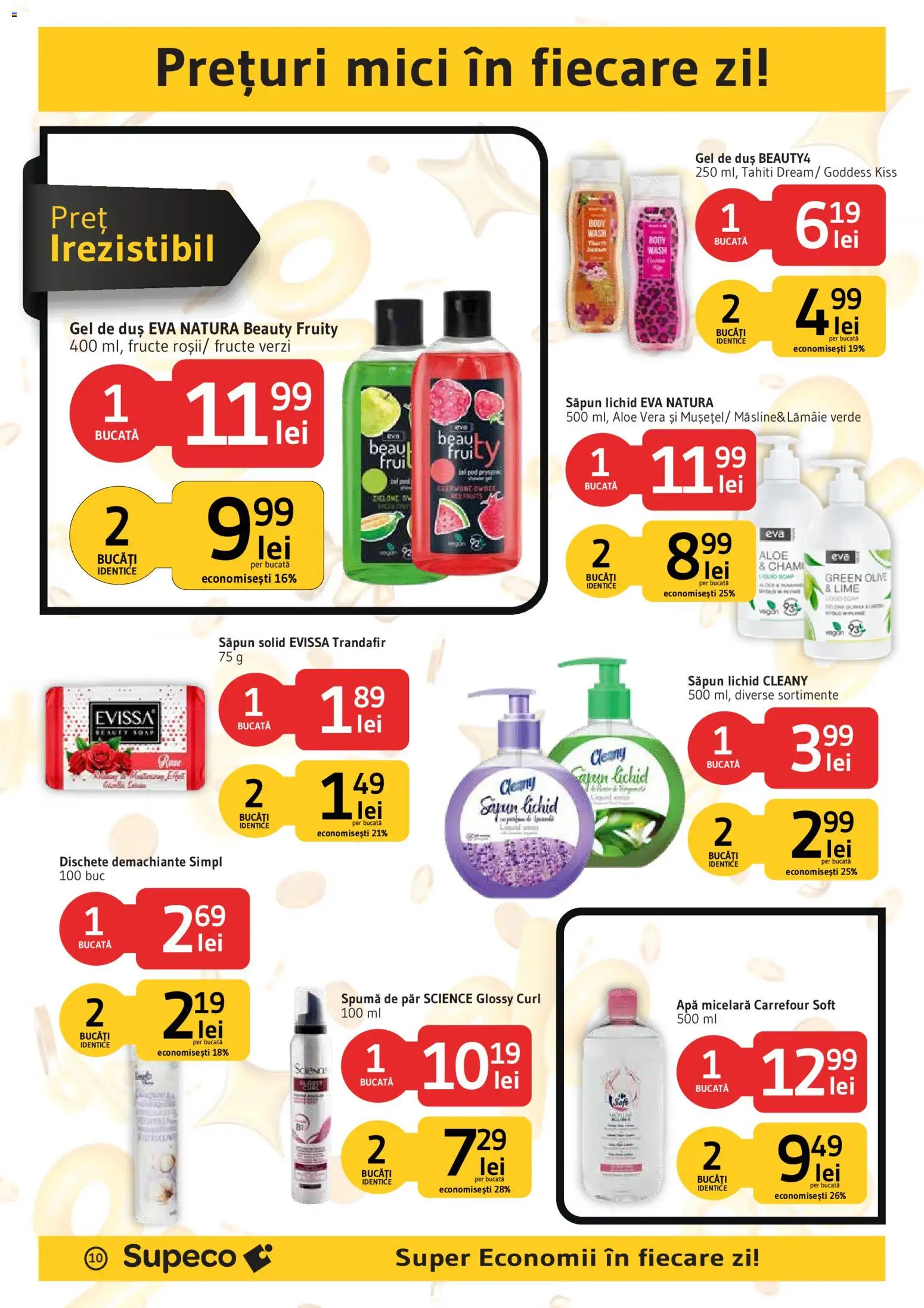 Noul catalog Supeco – valabil de la 27.08.2026 | Pagină: 10 | Produse: Săpun solid, Aloe vera, Gel de duș, Apă