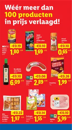 TAKSI Tropisch fruit, Tropisch fruit zonder suiker, 1,5 l - Voorbeeld van een folder van Lidl, geldig van 27.04.2026 | Pagina: 4 | Producten: Waffelini, Olijfolie, Fruit, Broodjes