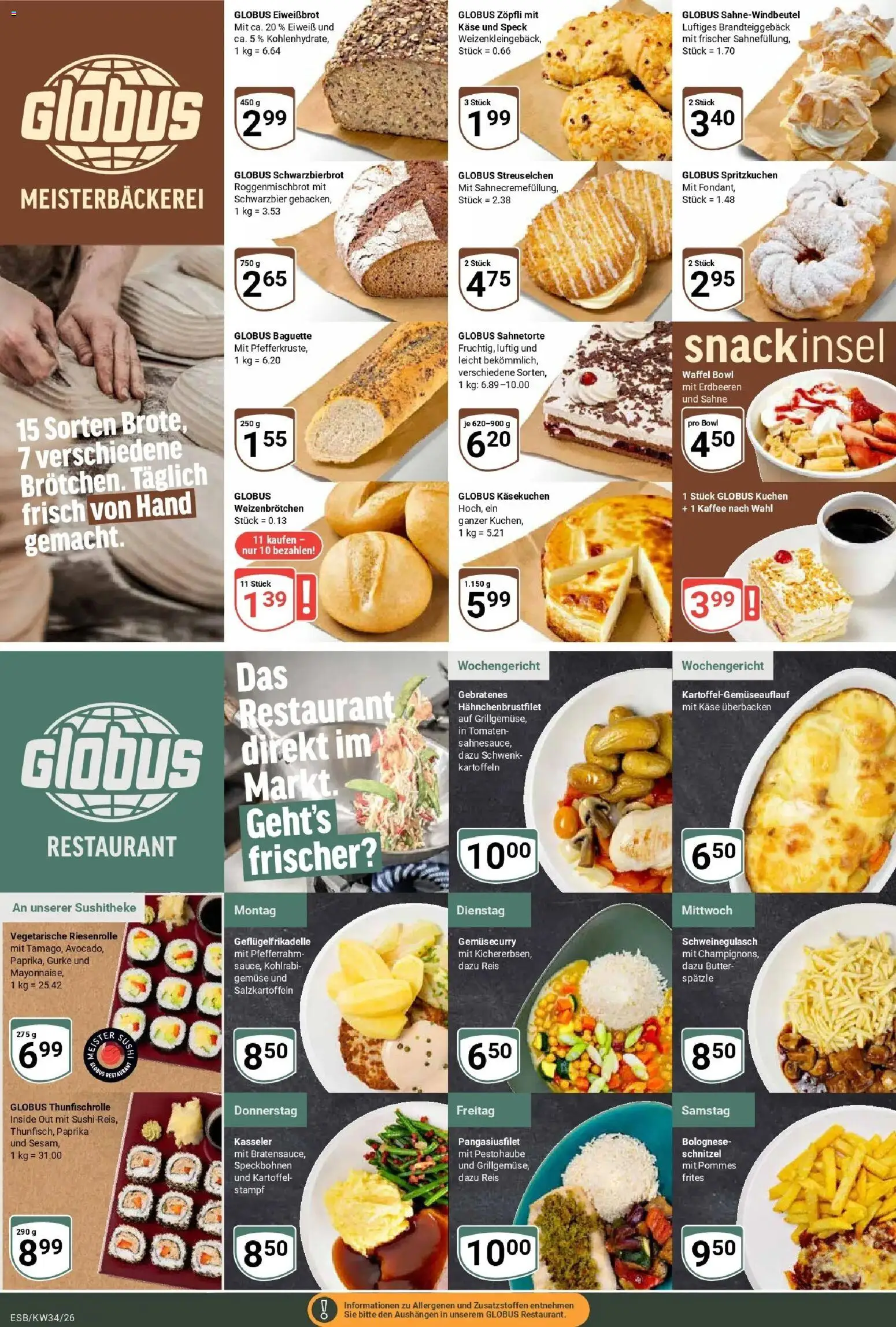 Globus Prospekt Eschborn (ab 17.08.2026) » Angebote online | Seite: 8 | Produkte: Butter, Kaffee, Baguette, Kuchen