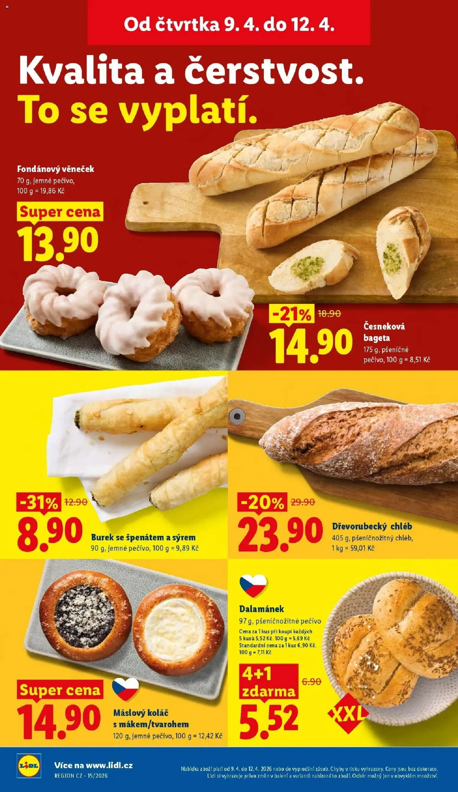 Lidl aktuální leták od 09.04.2026 | Strana: 12 | Produkty: Chléb, Pečivo, Burek, Dalamánek