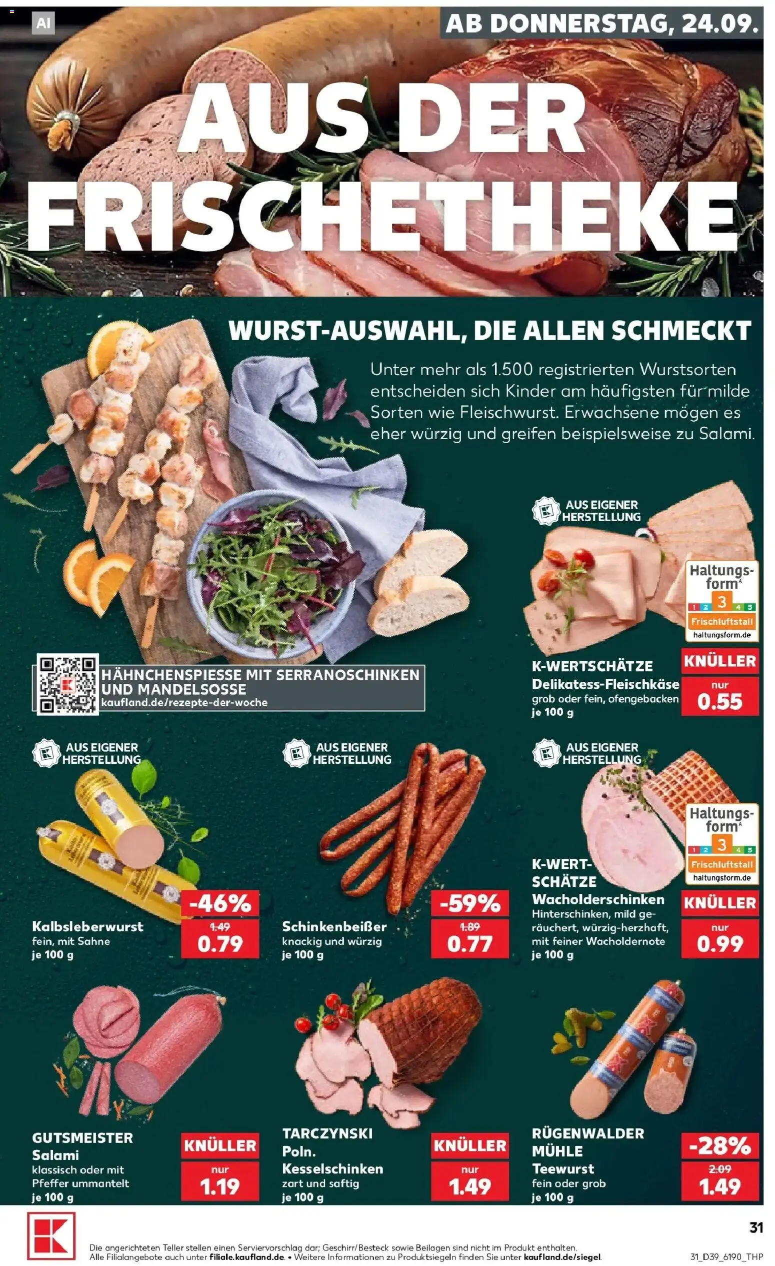 Prospekt Kaufland ab 24.09.2026 » Angebote Online zum Blättern | Seite: 31 | Produkte: Mühle, Pfeffer, Salami, Sahne