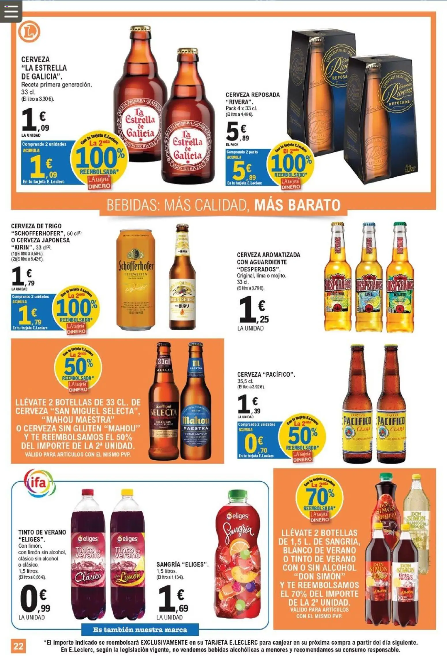 E.Leclerc Miranda de Ebro │ válido desde el 17/07/2026 | Página: 22 | Productos: Lima, Cerveza, Té, Παρμεζάνα