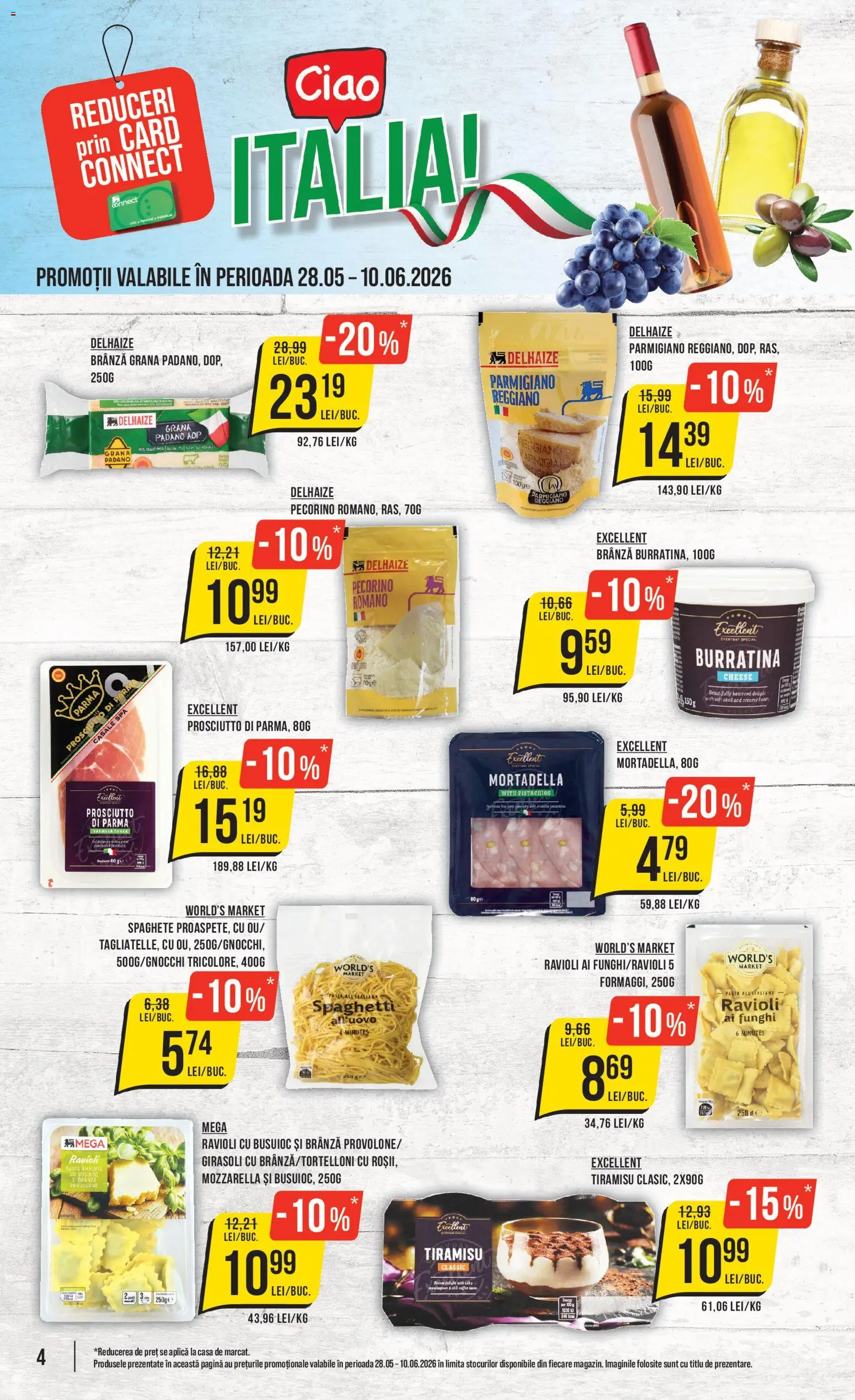 Noul catalog Mega Image – valabil de la 28.05.2026 | Pagină: 4 | Produse: Mozzarella, Brânză, Tiramisu