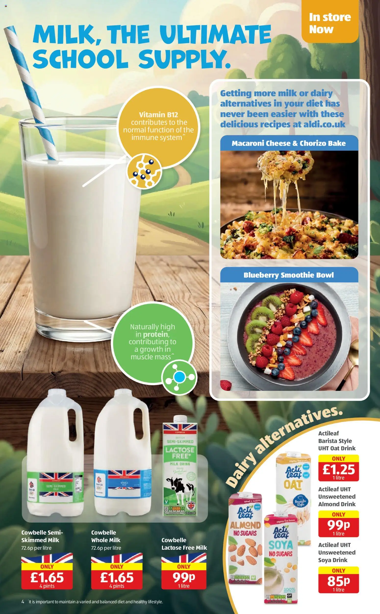 {H1} | Page: 4 | Products: Milk, Cheese, Smoothie, Bowl