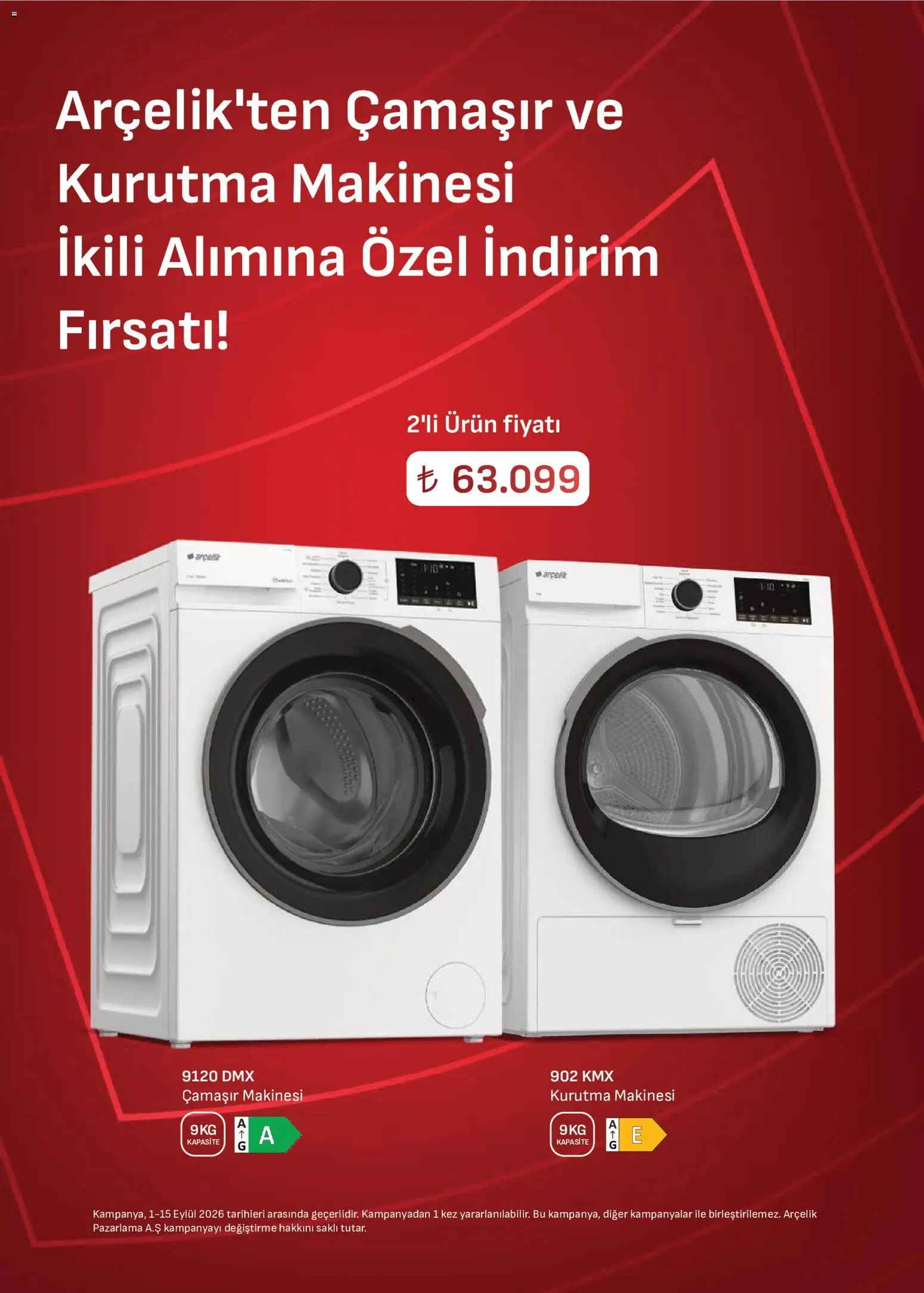 Arçelik Katalog - 01 Eylül 2026 tarihinden itibaren geçerlidir | Sayfa: 27 | Ürünler: Kurutma makinesi, Çamaşır makinesi