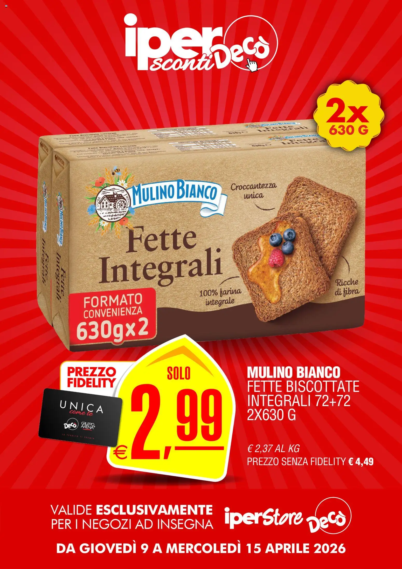 Volantino Decò del 09.04.2026 | Pagina: 2 | Prodotti: Farina, Fette biscottate
