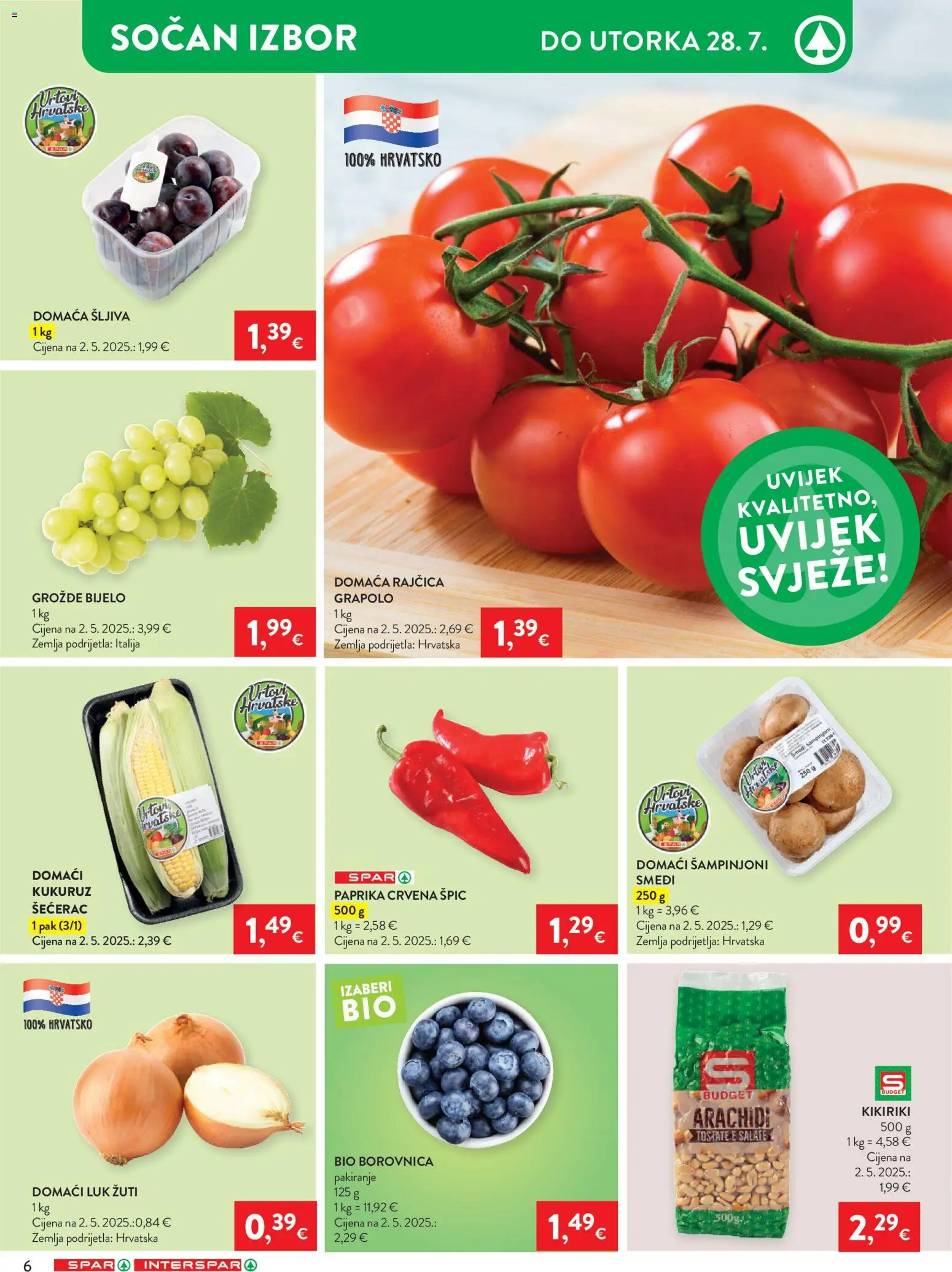 Spar katalog | vrijedi od 22.07.2026 | Stranica: 9 | Proizvodi: Kukuruz, Kikiriki, Luk, Borovnica