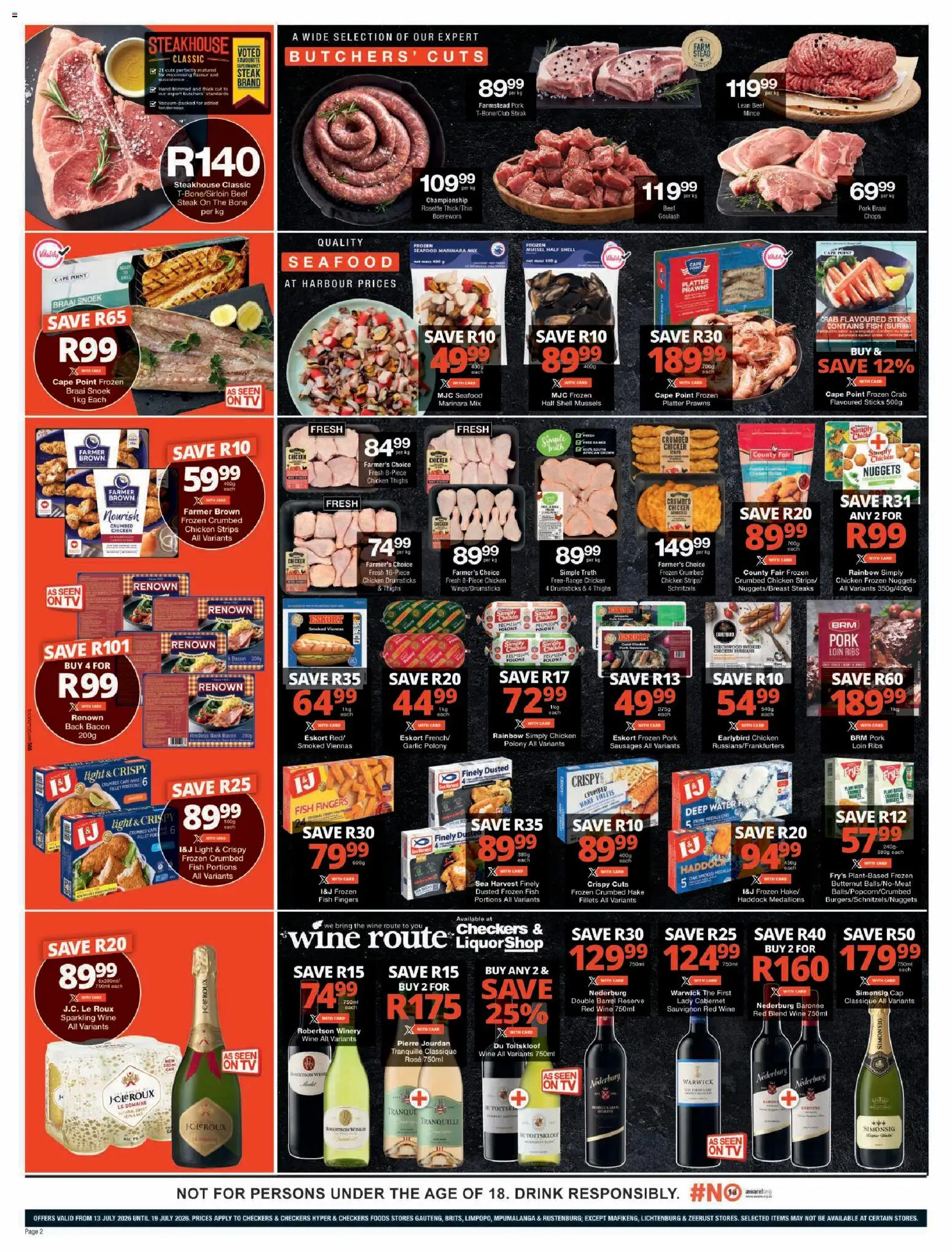 New Checkers catalogue – valid from 13/07/2026 | Page: 2 | Products: Magdalenas, Light, Polony, Seafood