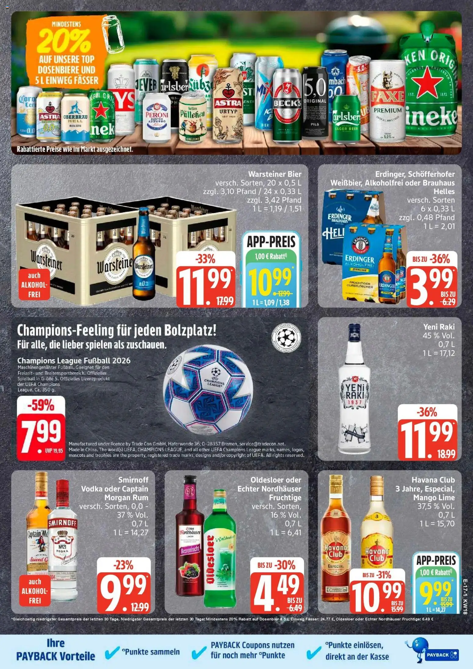 Edeka Prospekt Hamburg – gültig ab 27.04.2026 | Seite: 20 | Produkte: Rum, Astra, Oldesloer, Warsteiner