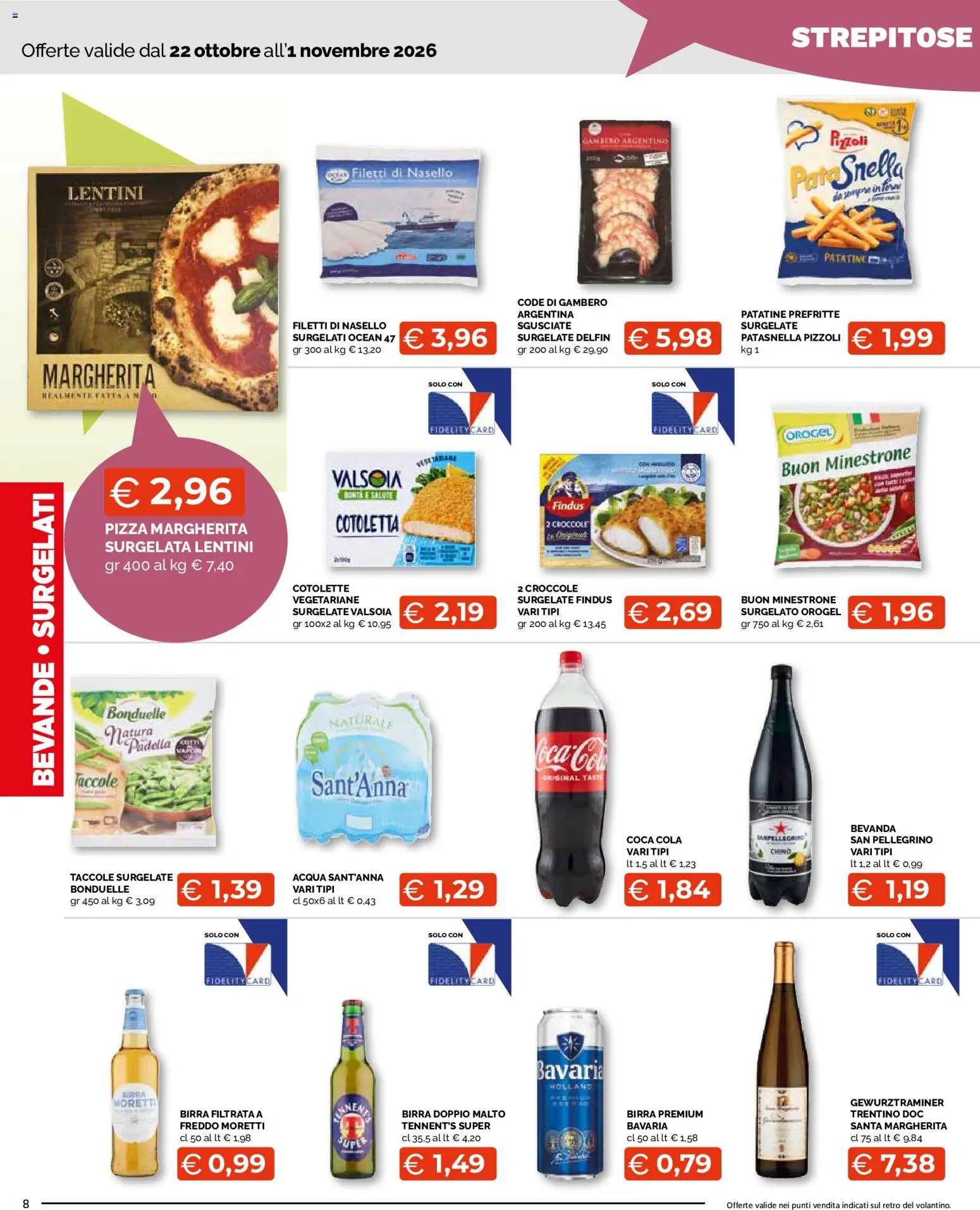 Volantino Mercatò del 22/10/2026 | Pagina: 8 | Prodotti: Tennent's Super, Minestrone, Bevande, Nasello