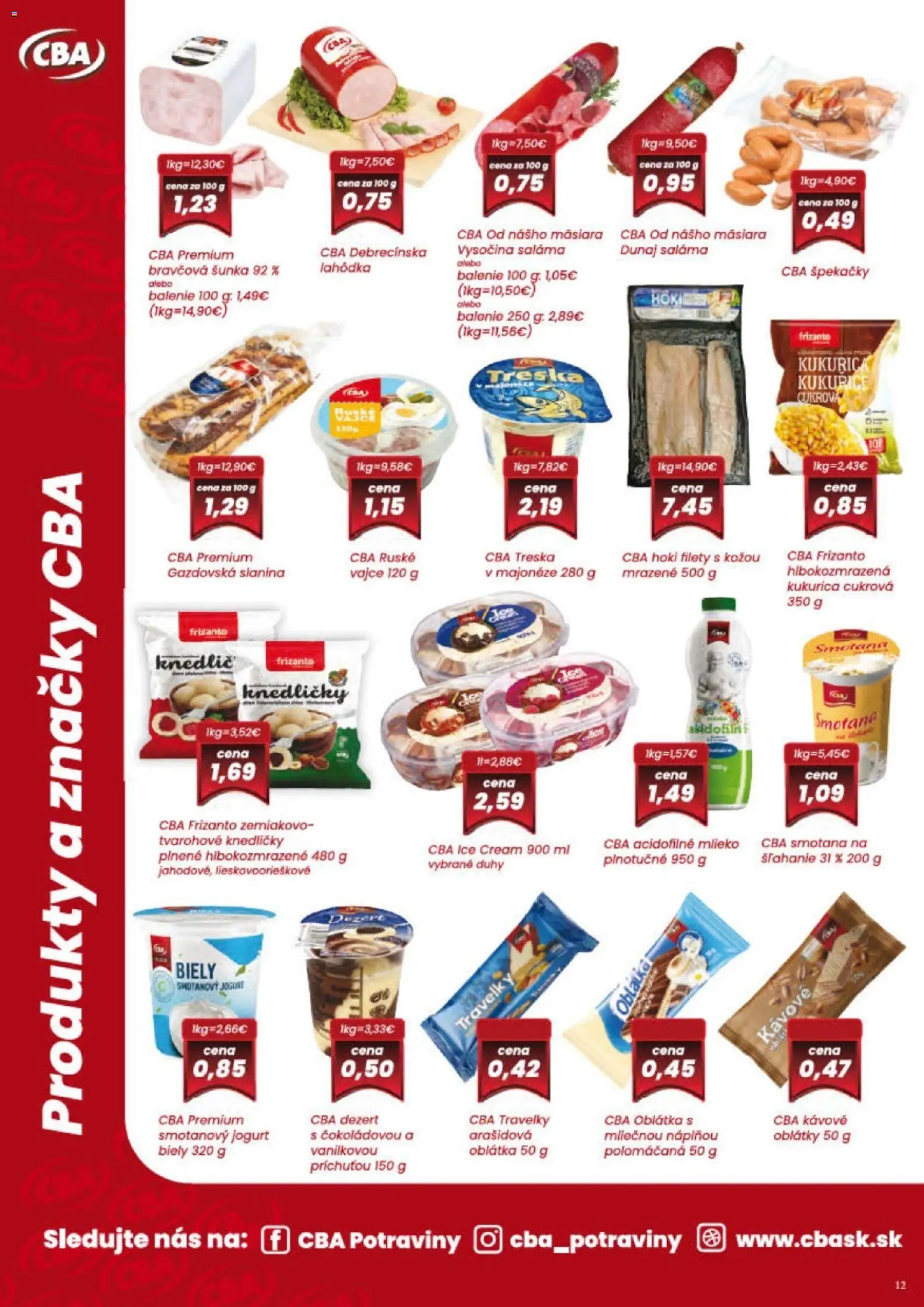 Nové KARMEN CBA akcie – leták je platný od 04.06.2026 | Strana: 12 | Produkty: Jogurt, Slanina, Kukurica, Treska