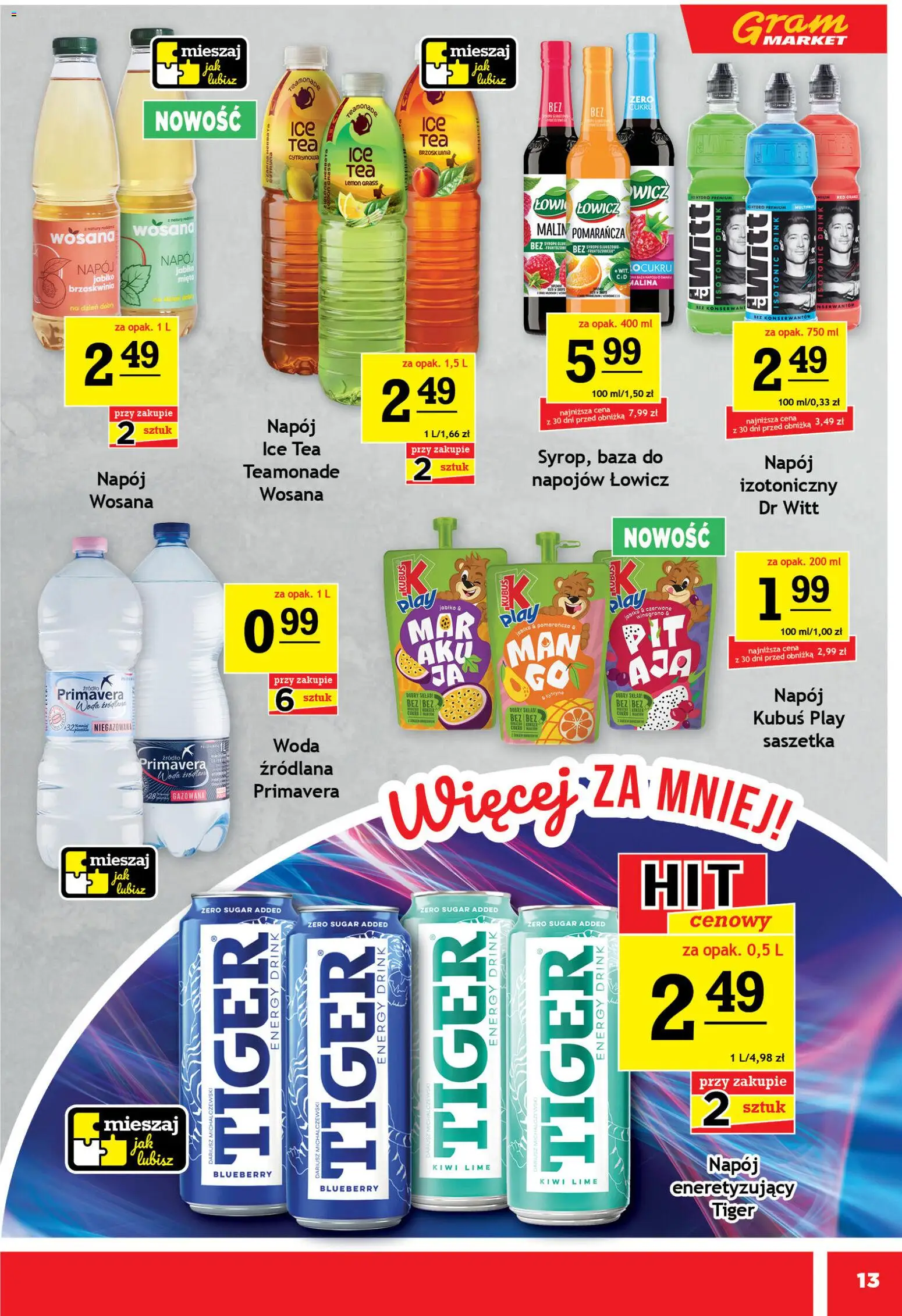 Gram Market gazetka od 13.05.2026 | Strona: 13 | Produkty: Cytryna, Brzoskwinia, Malina, Woda