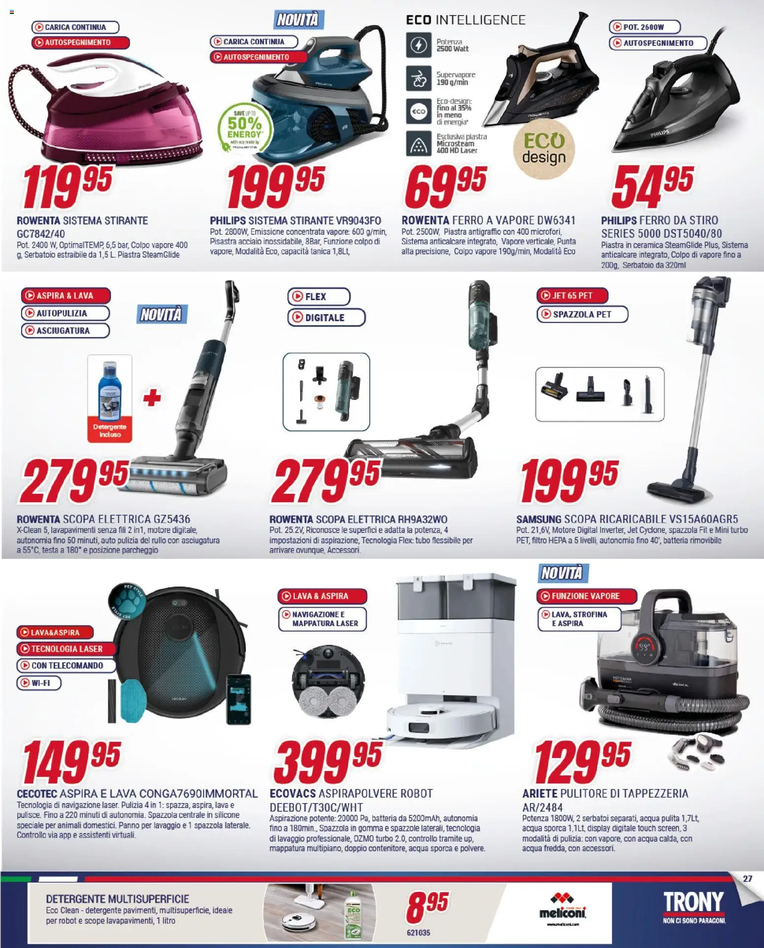 Volantino Trony del 21.05.2026 | Pagina: 27 | Prodotti: Silicone, Aspirapolvere, Robot, Batteria
