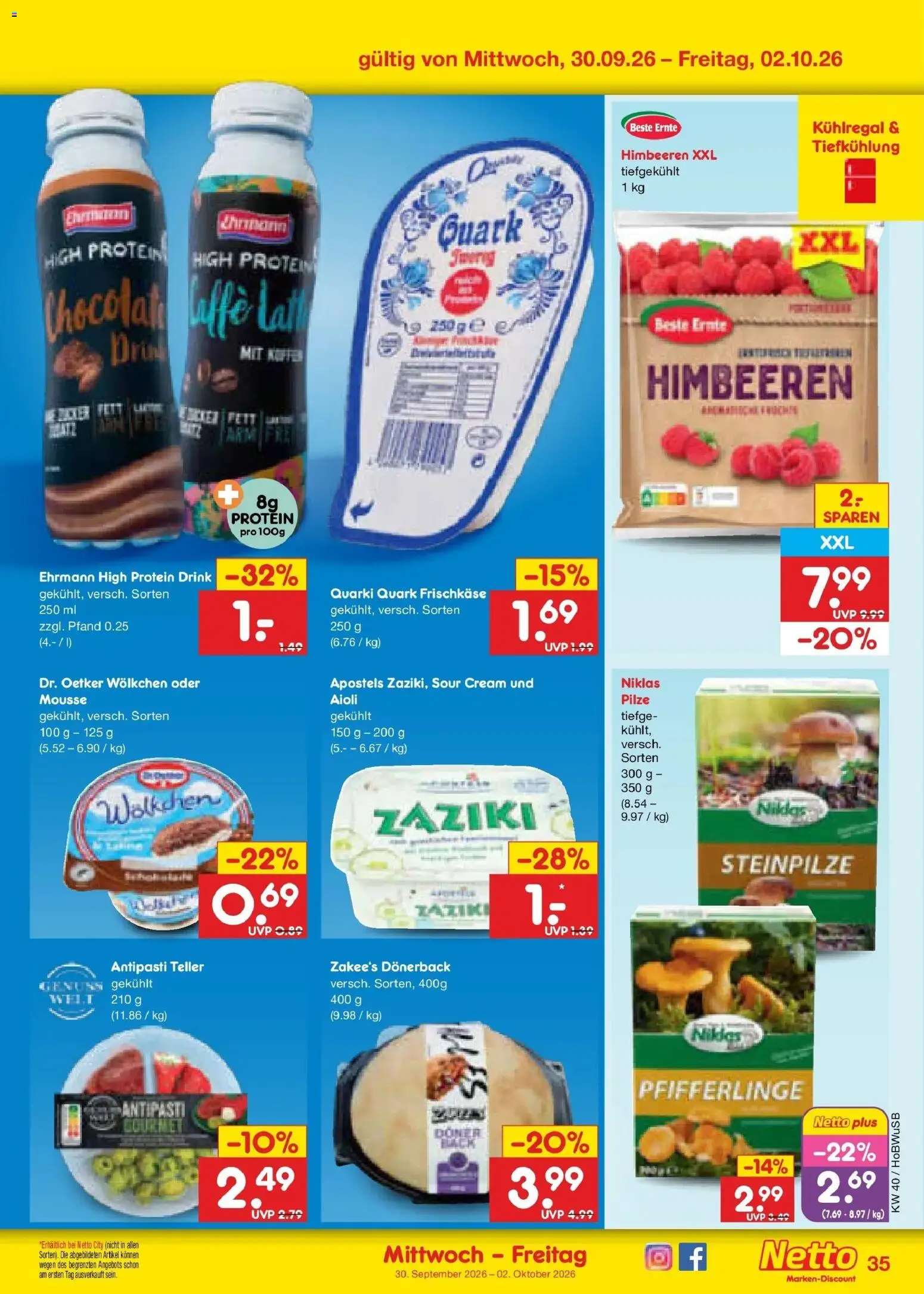 Netto Marken-Discount Prospekt Hannover – gültig ab 28.09.2026 | Seite: 53 | Produkte: Himbeeren, Quark, Pfifferlinge, Frischkase