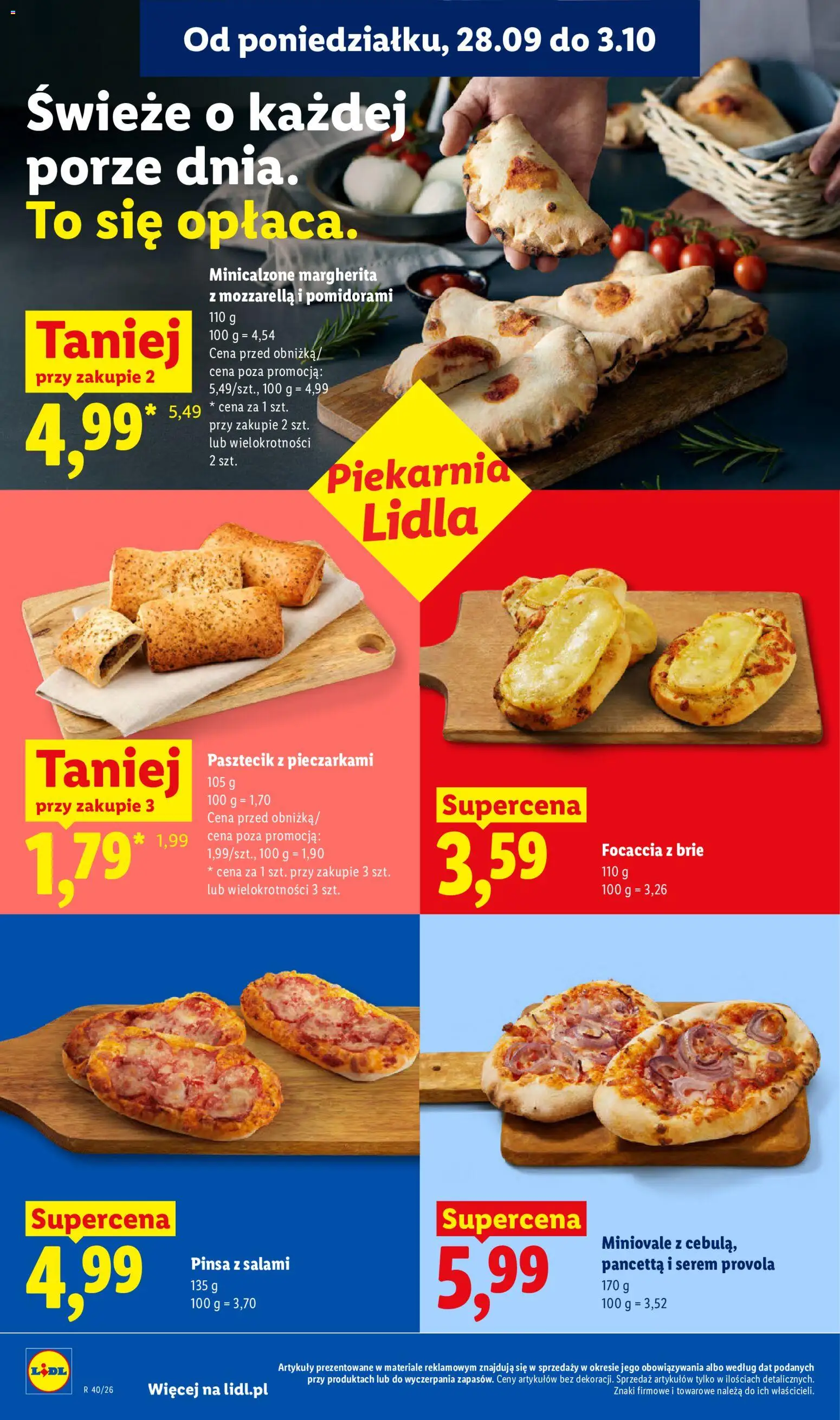 Lidl Polsko leták od 28.09.2026 | Strana: 52 | Produkty: Focaccia, Brie, Mozzarella, Pancetta