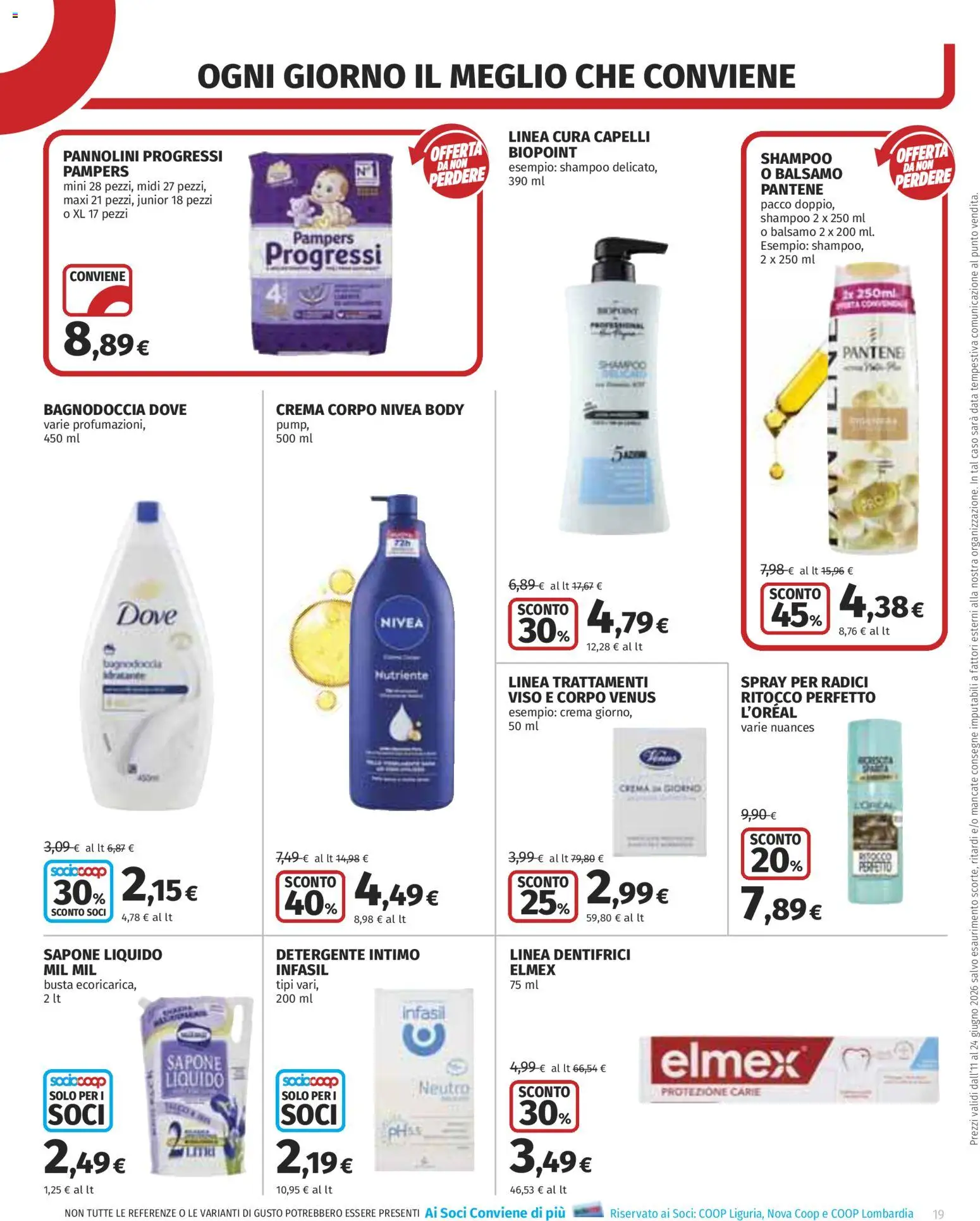 Volantino COOP del 11.06.2026 | Pagina: 19 | Prodotti: Shampoo, Pannolini, Intimo, Pampers