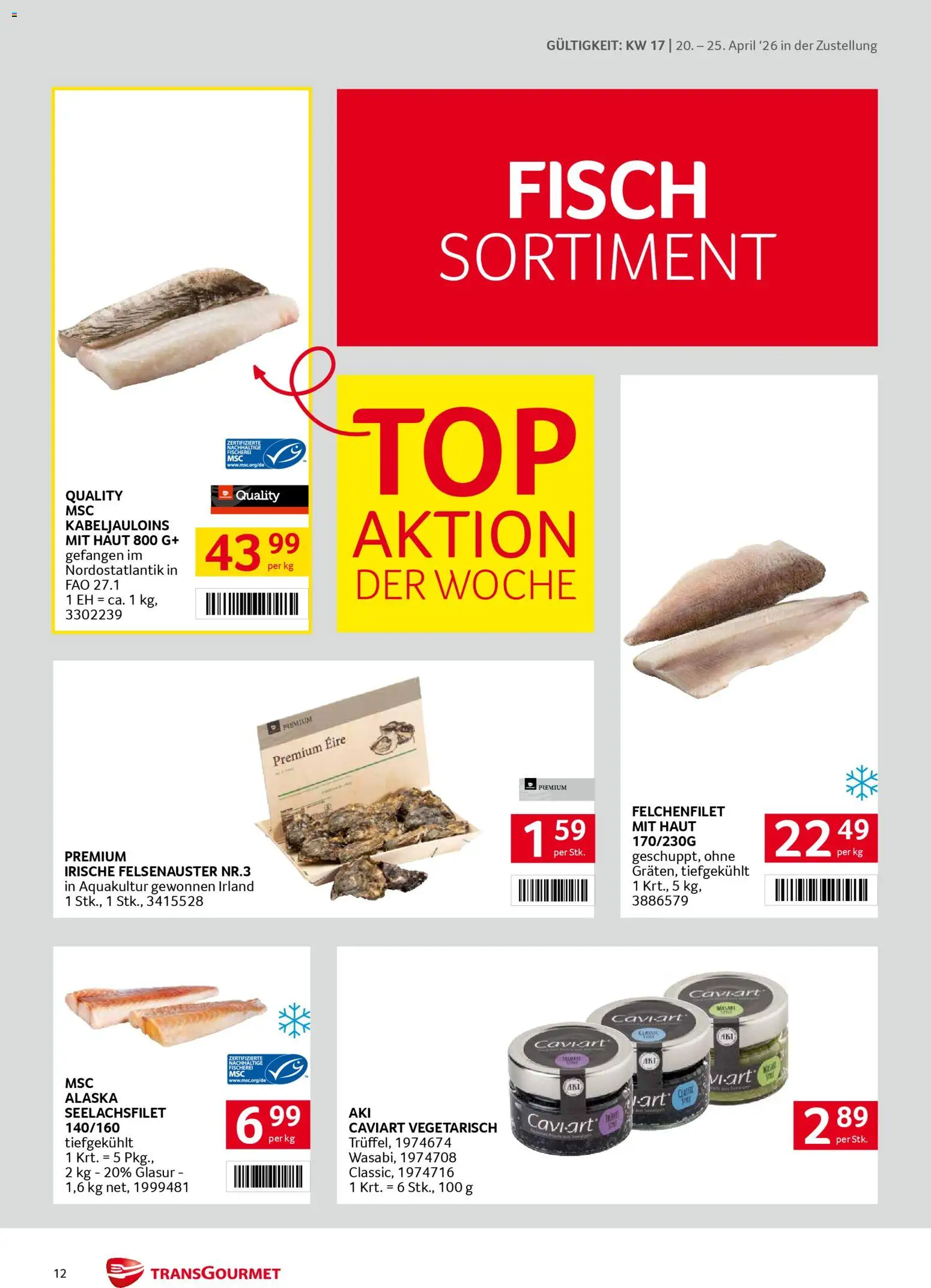 Transgourmet Zustellaktion gültig ab 20.04.2026 | Seite: 12 | Produkte: Fisch