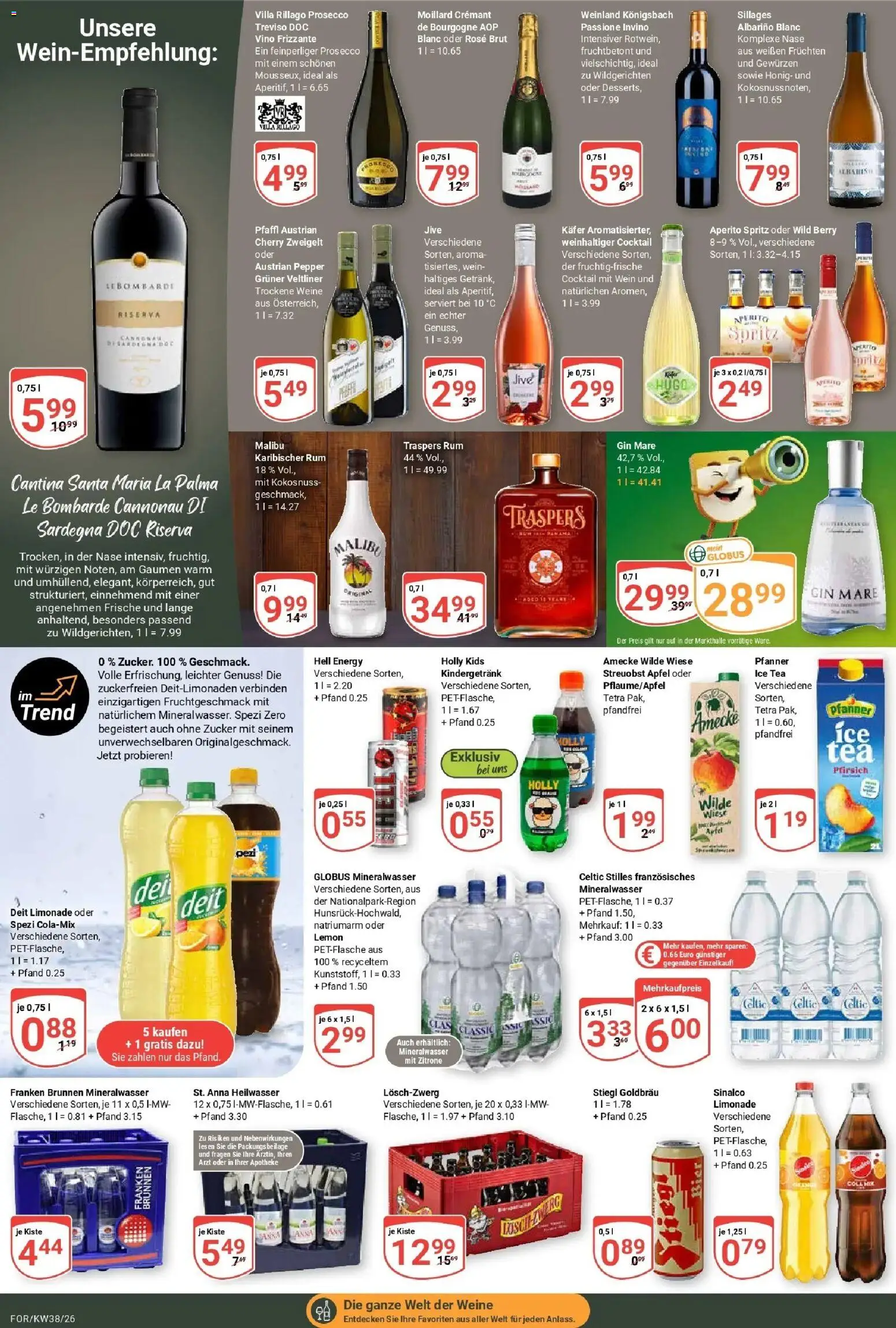 Globus Prospekt Forchheim (ab 14.09.2026) » Angebote online | Seite: 18 | Produkte: Energy, Mineralwasser, Zucker, Gin