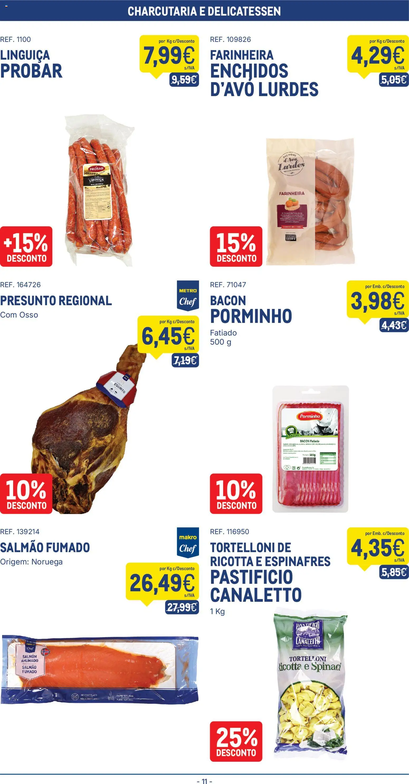 Makro folheto │ válido de 07/07/2026 | Página: 11 | Produtos: Espinafres, Bacon, Salmão, Presunto