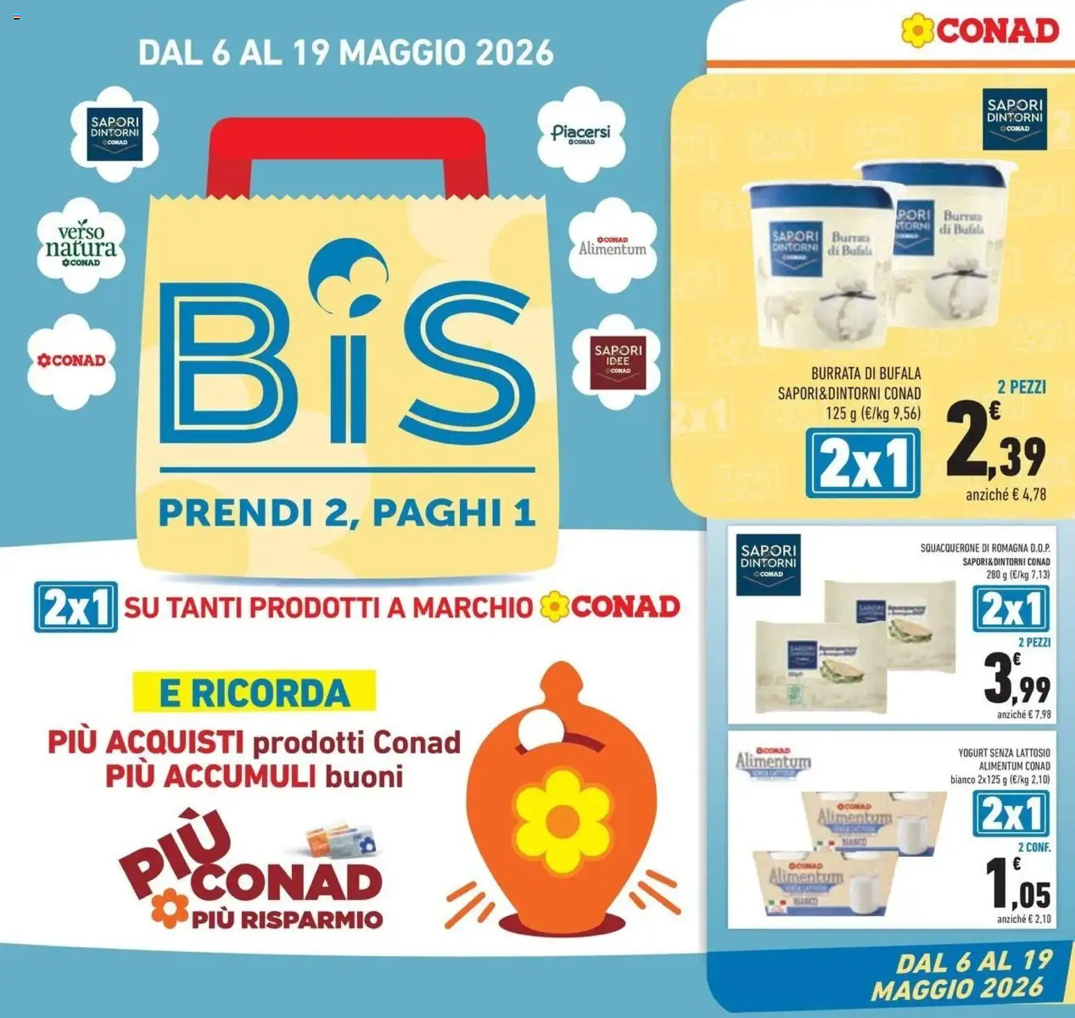 Volantino Conad del 05.05.2026 | Pagina: 6 | Prodotti: Yogurt senza lattosio, Yogurt, Burrata