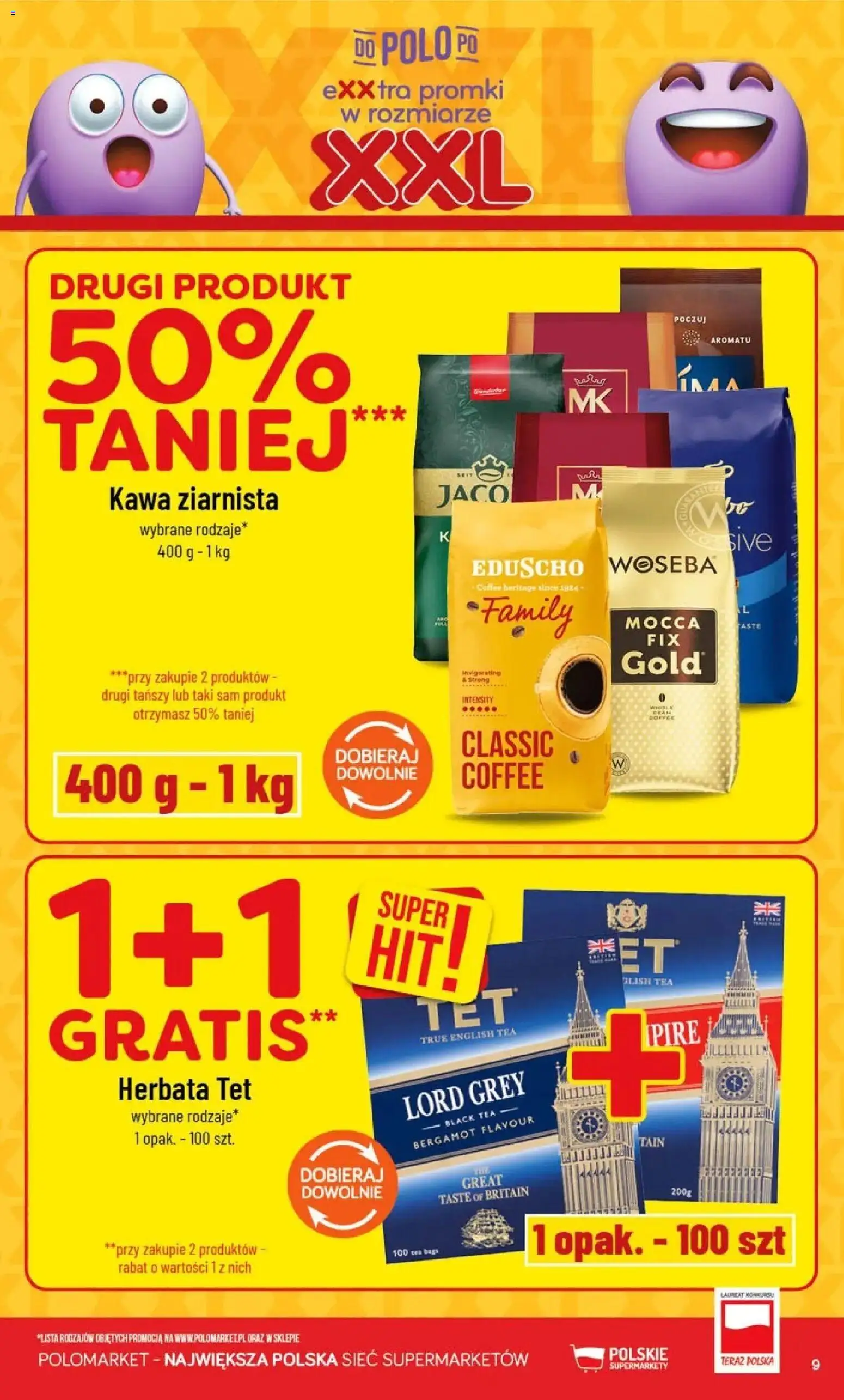 Nowa POLOmarket gazetka od jutra 09.09.2026 | Strona: 9 | Produkty: Kawa ziarnista, Kawa, Herbata