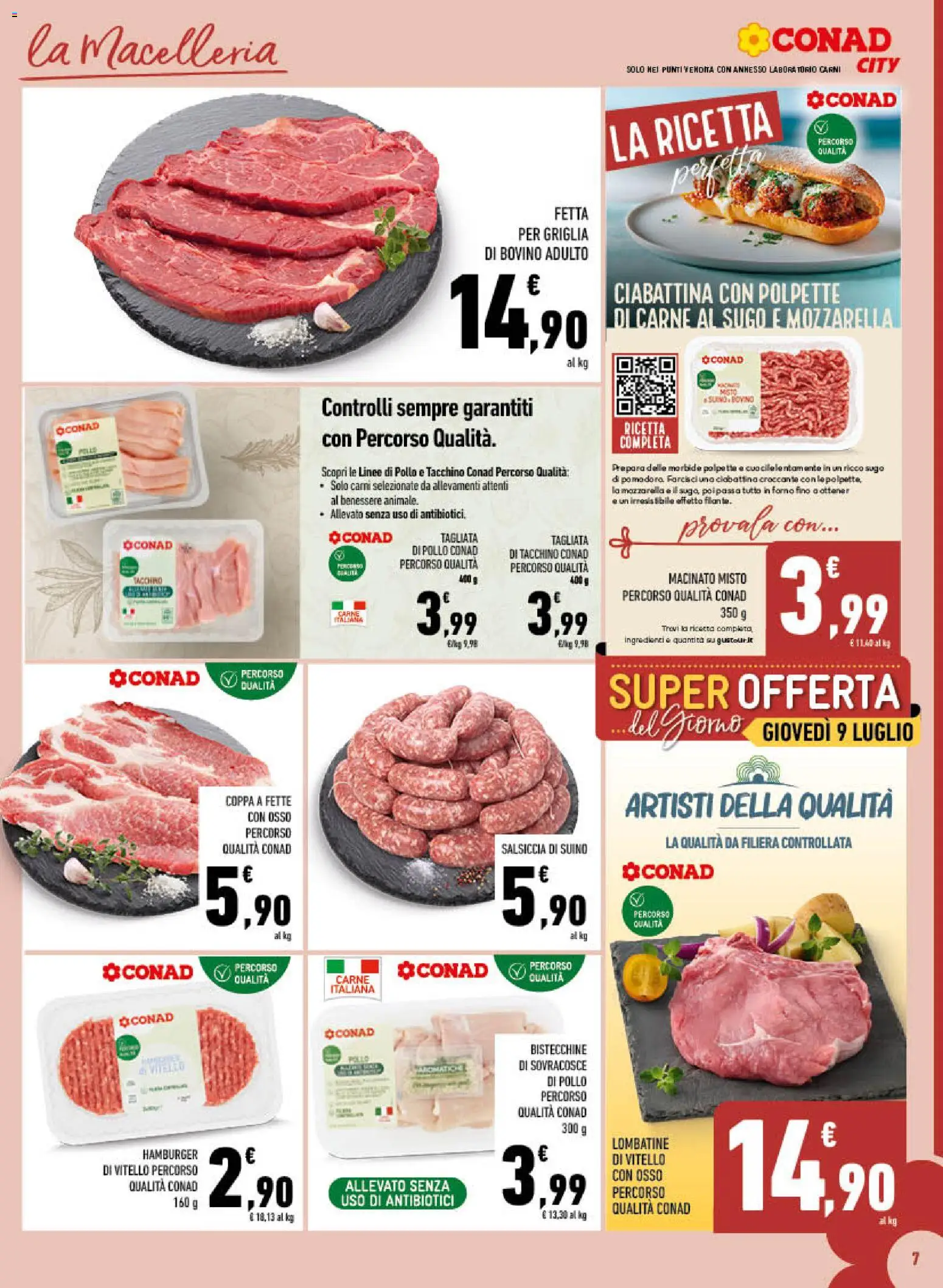 Volantino Conad del 01/07/2026 | Pagina: 7 | Prodotti: Pollo, Vitello, Sugo, Hamburger