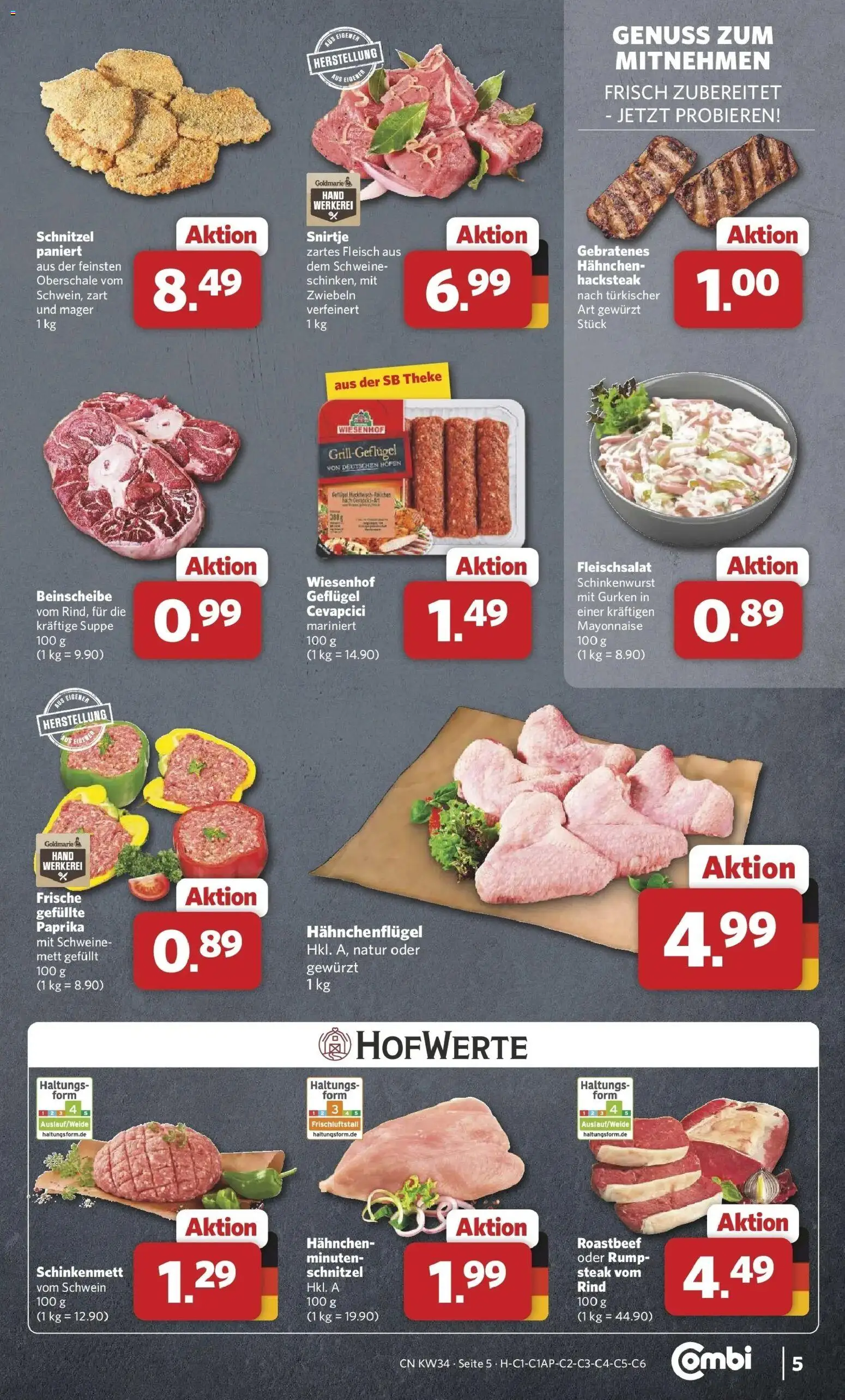 Combi Prospekt Twistringen (ab 17.08.2026) zum Blättern | Seite: 5 | Produkte: Theke, Cevapcici, Schnitzel, Fleisch