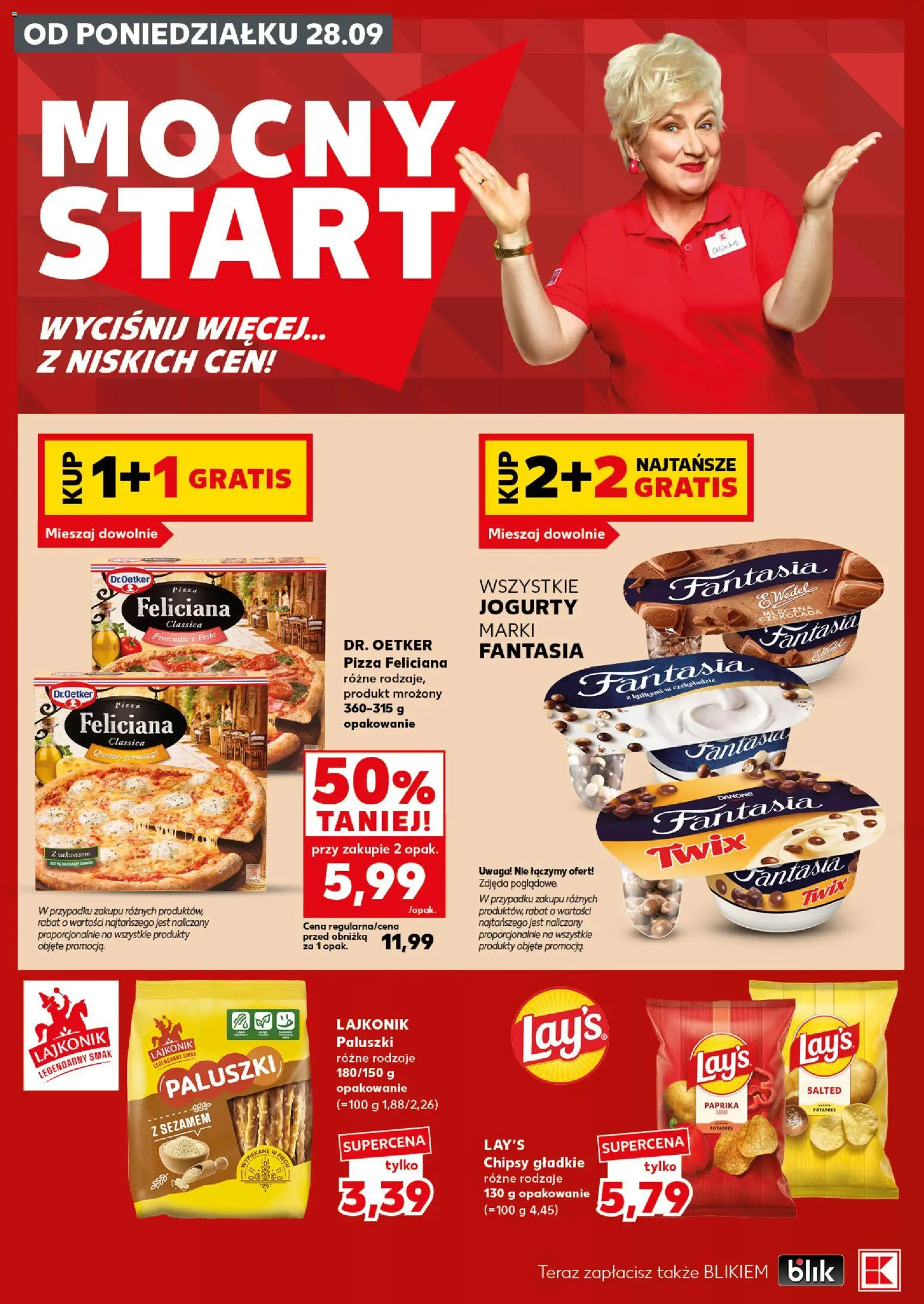 Kaufland Polsko leták - Mocny start od 28.09.2026 | Strana: 6 | Produkty: Pizza, Prosciutto, Jogurty, Lay's