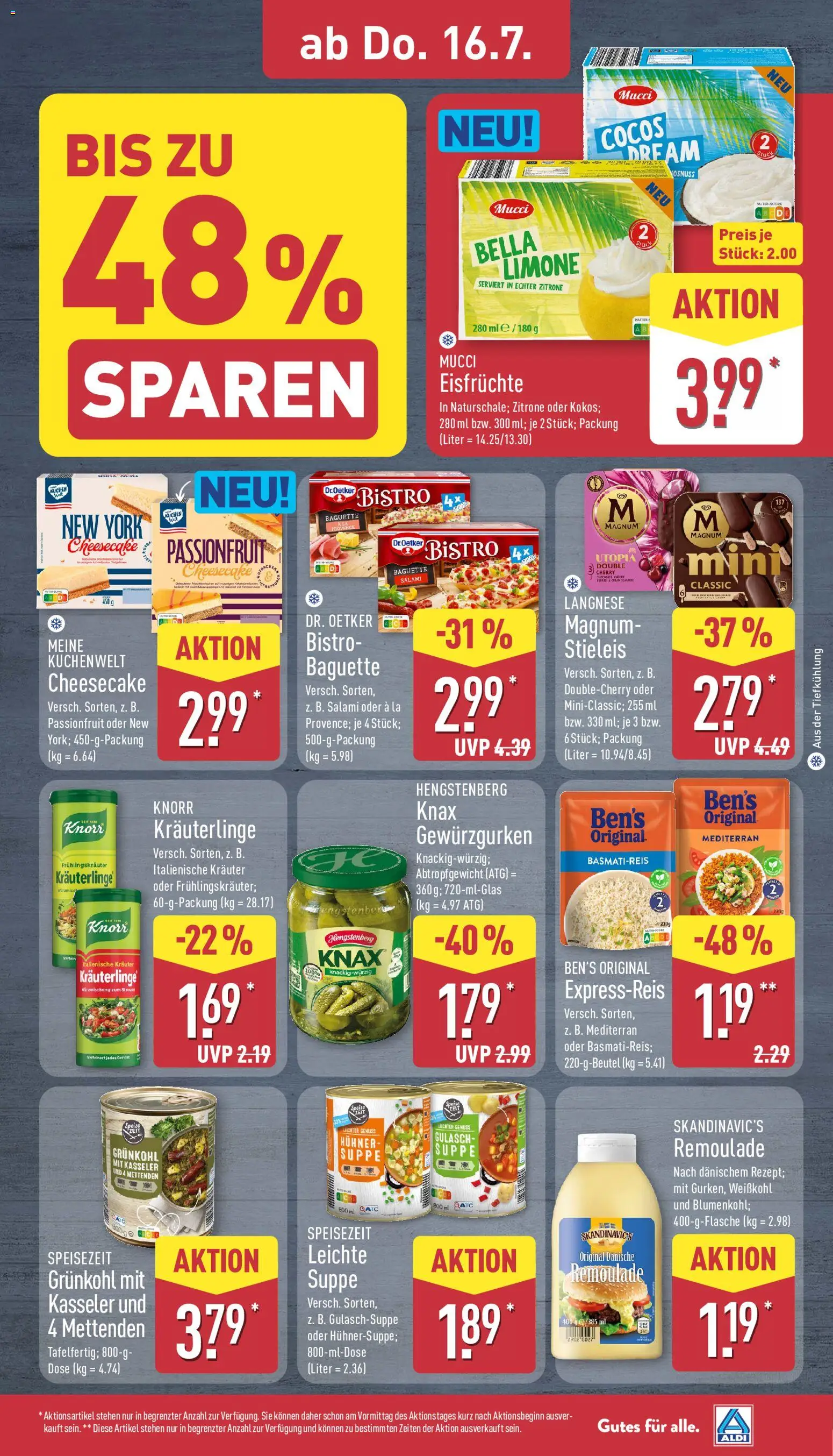 Aldi Prospekt – gültig ab 13.07.2026 | Seite: 29 | Produkte: Basmatireis, Baguette, Gulasch, Zitrone