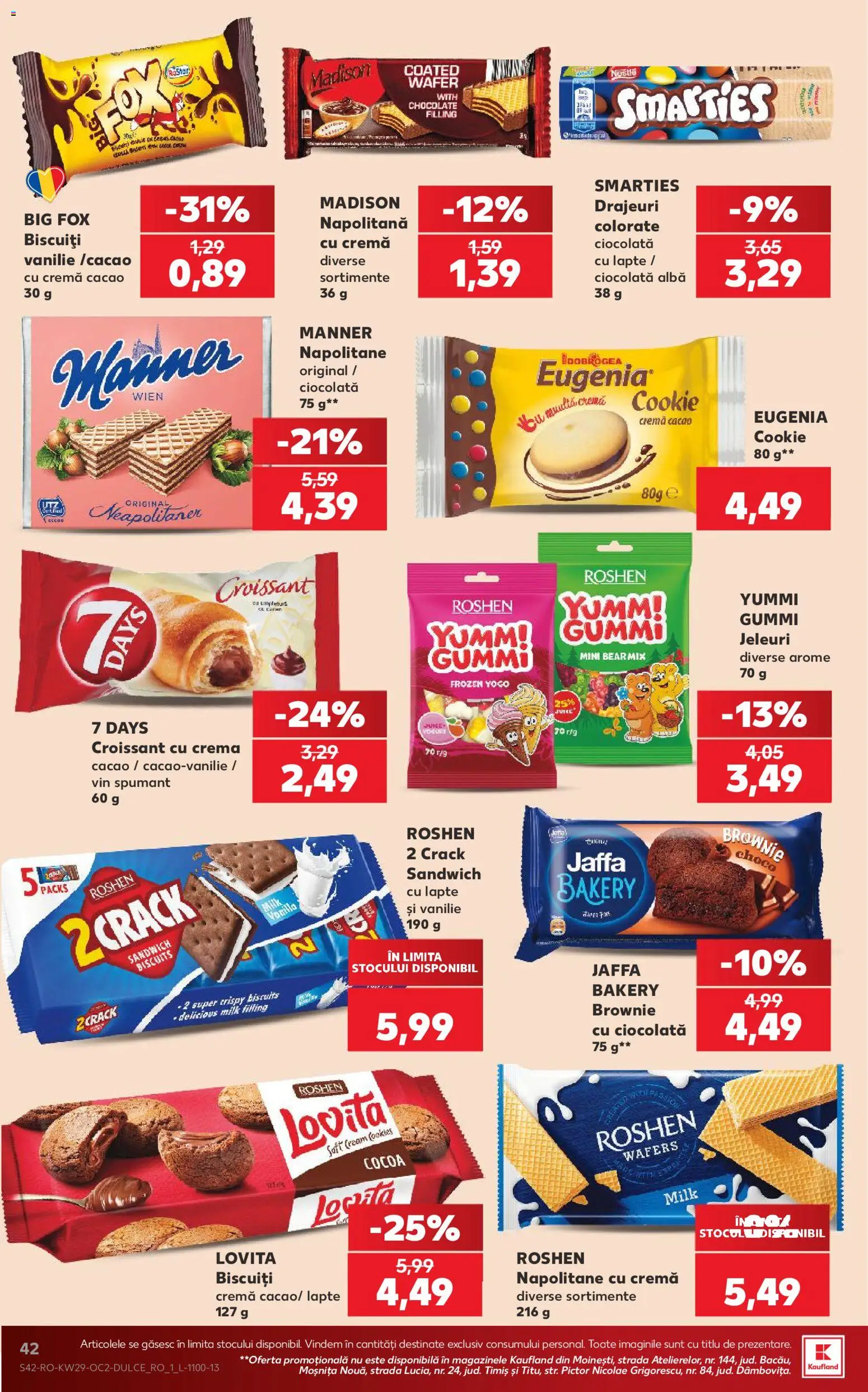 Kaufland RO akciós ujság - amely érvényes a következő dátumtól: 2026.07.15. | Oldal: 42 | Termékek: Croissant, Brownie