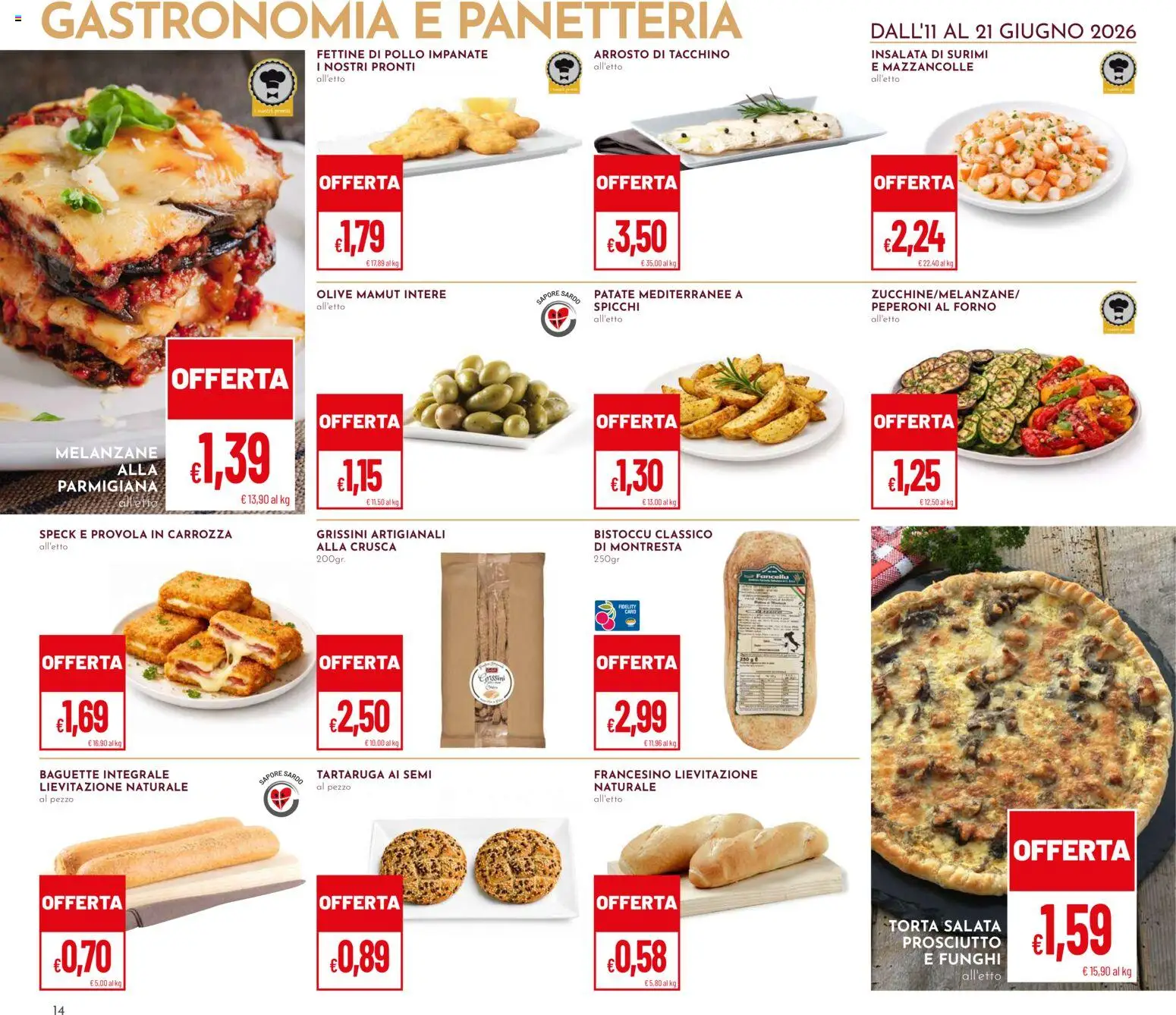 Volantino Pan del 11.06.2026 | Pagina: 14 | Prodotti: Mazzancolle, Olive, Provola, Grissini