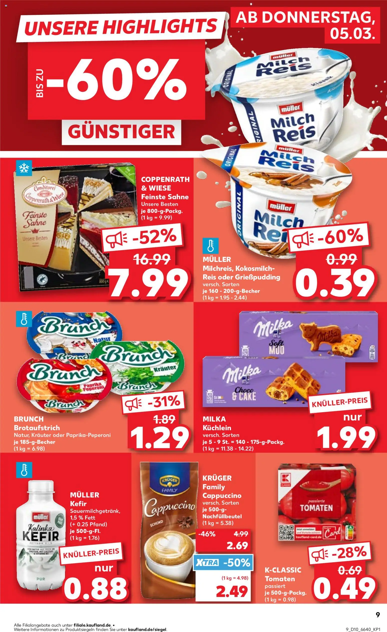 Kaufland Prospekt 	 – gültig ab 05.03.2026 | Seite: 9 | Produkte: Kefir, Milch, Reis, Sahne
