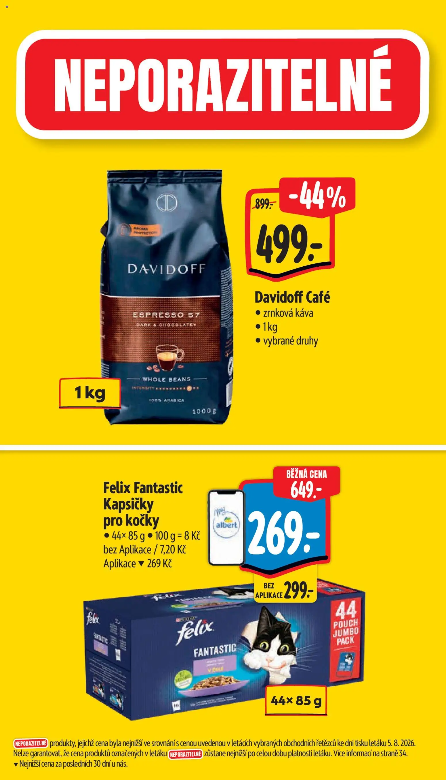 Albert leták - Hypermarket od 12.08.2026 | Strana: 4 | Produkty: Felix, Káva, Kapsičky pro kočky, Zrnková káva