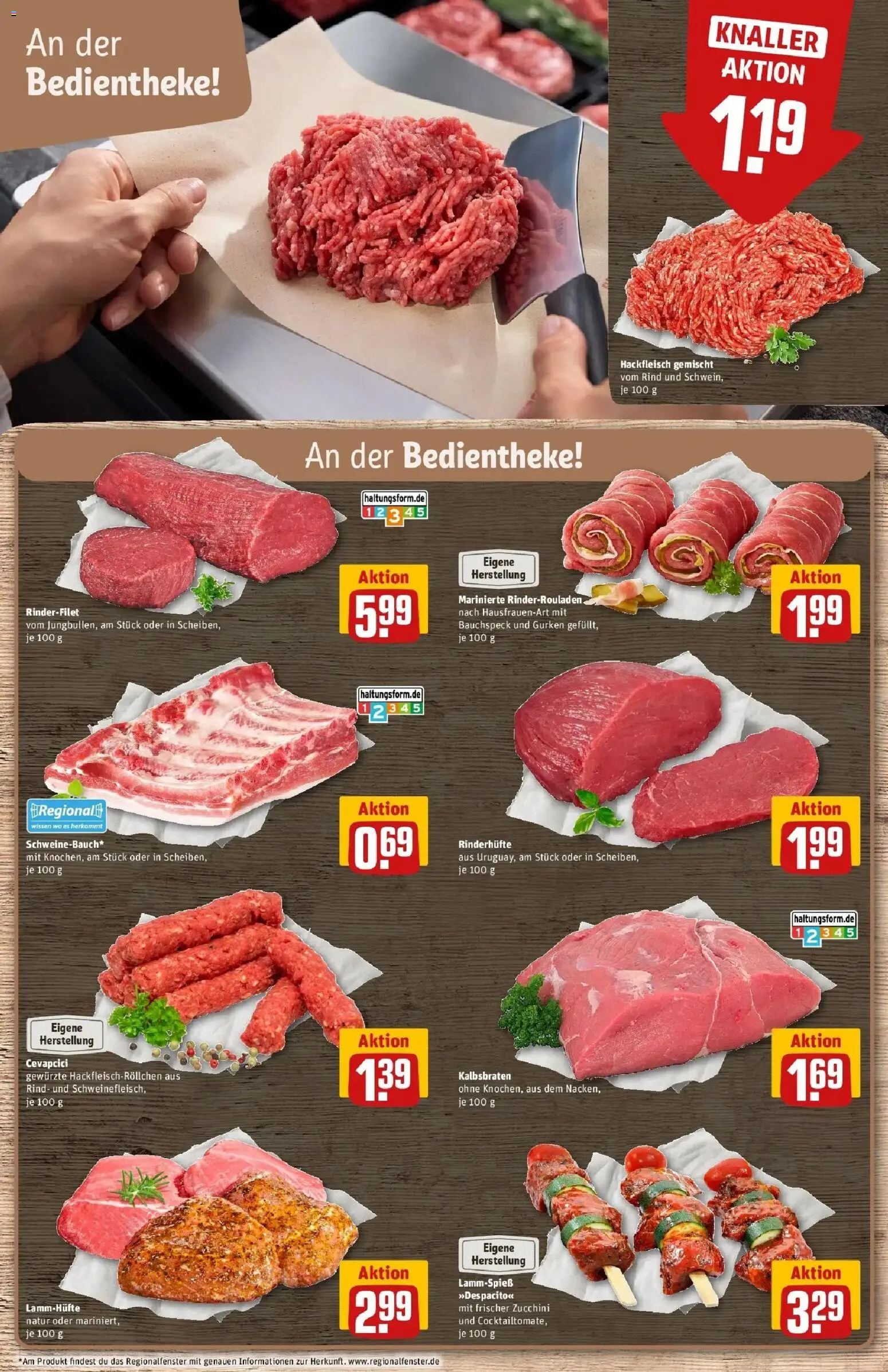 REWE Prospekt ab 28.09.2026 zum Blättern » Angebote | Seite: 16 | Produkte: Rinderrouladen, Cevapcici, Gurken, Hackfleisch