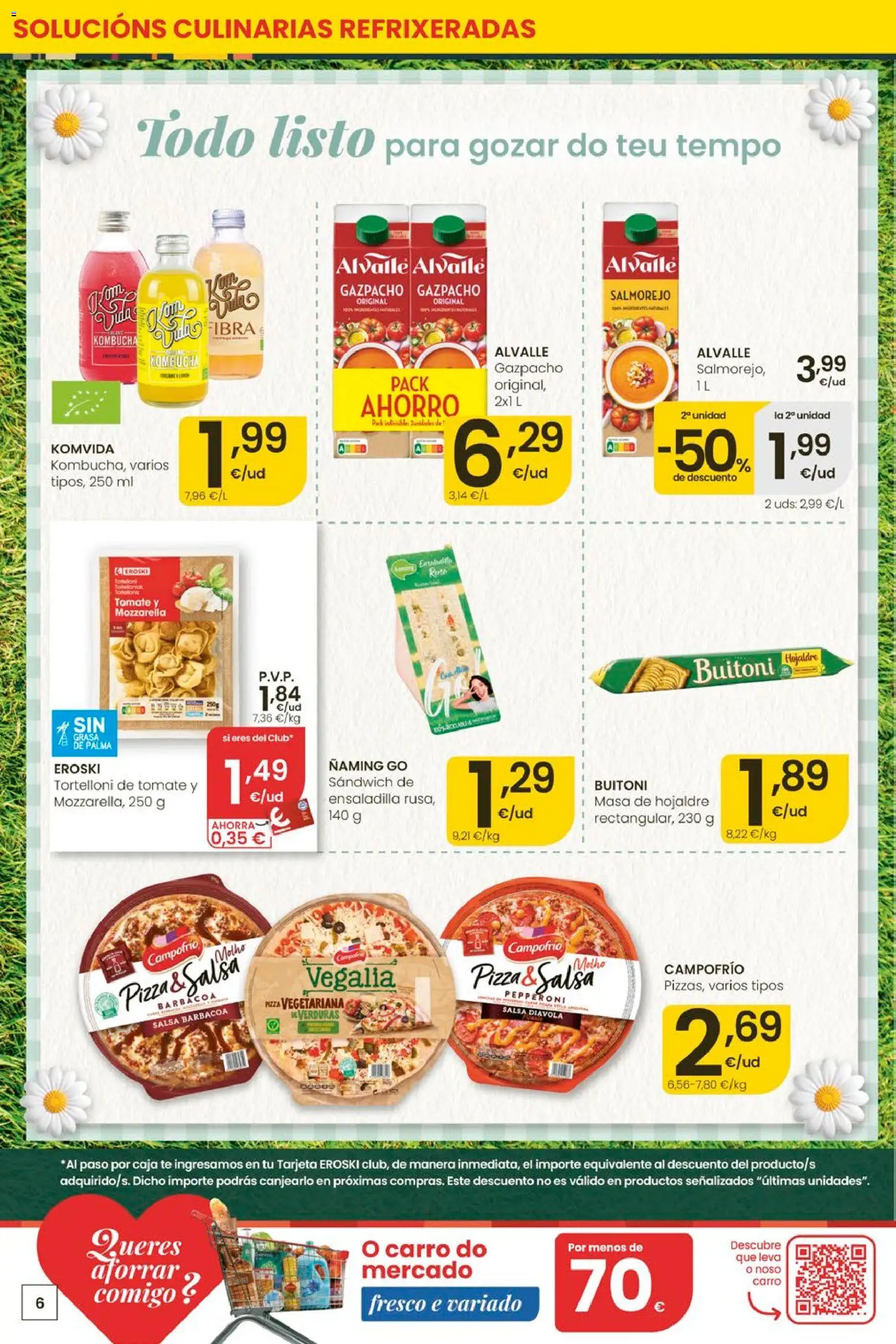 Eroski Ofertóns de verán │ válido desde el 28.05.2026 | Página: 6 | Productos: Ensaladilla, Pizza, Gazpacho, Caja