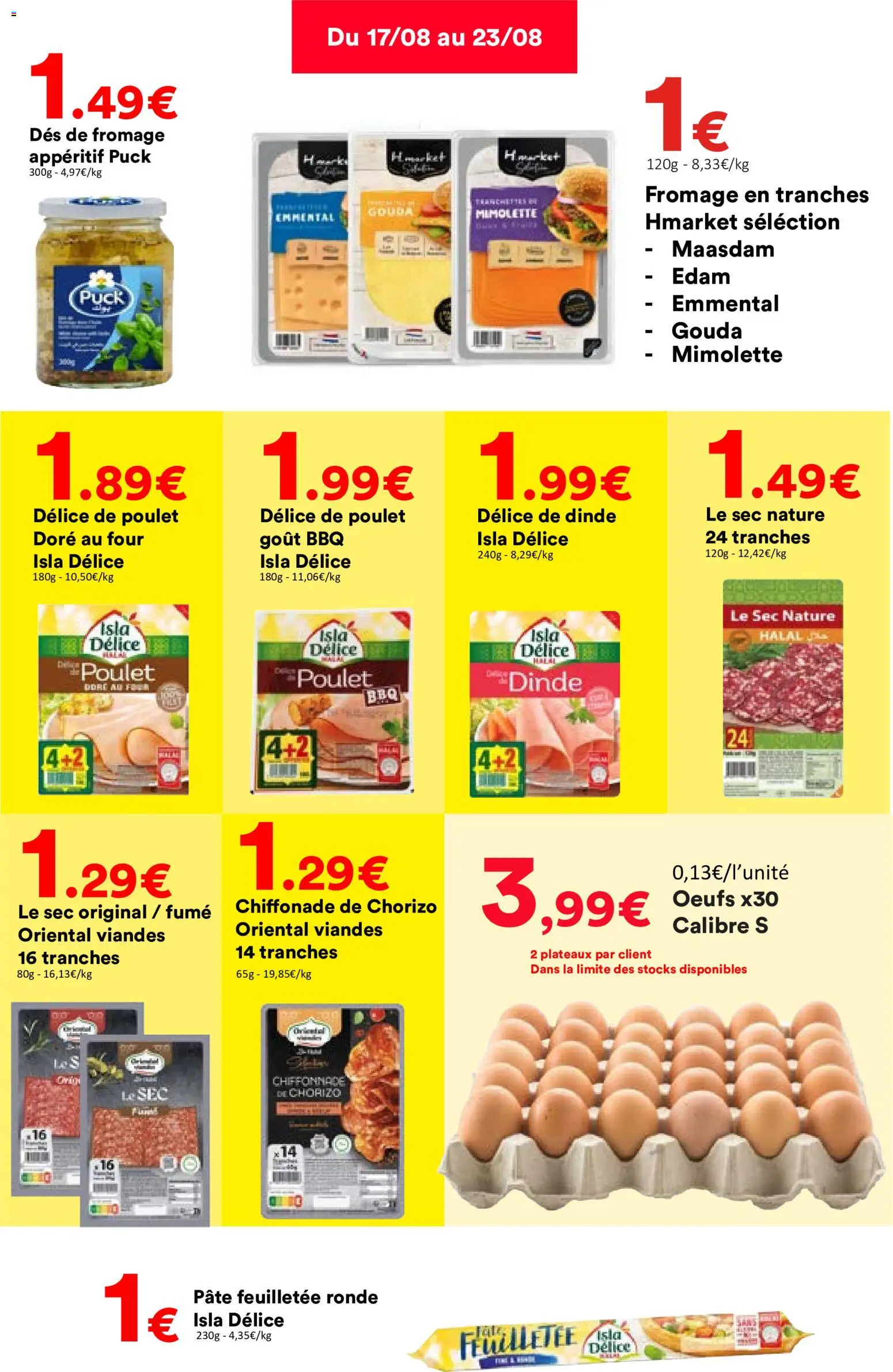 {H1} | Page: 4 | Produits: Chorizo, Pâte feuilletée, Fromage, Gouda