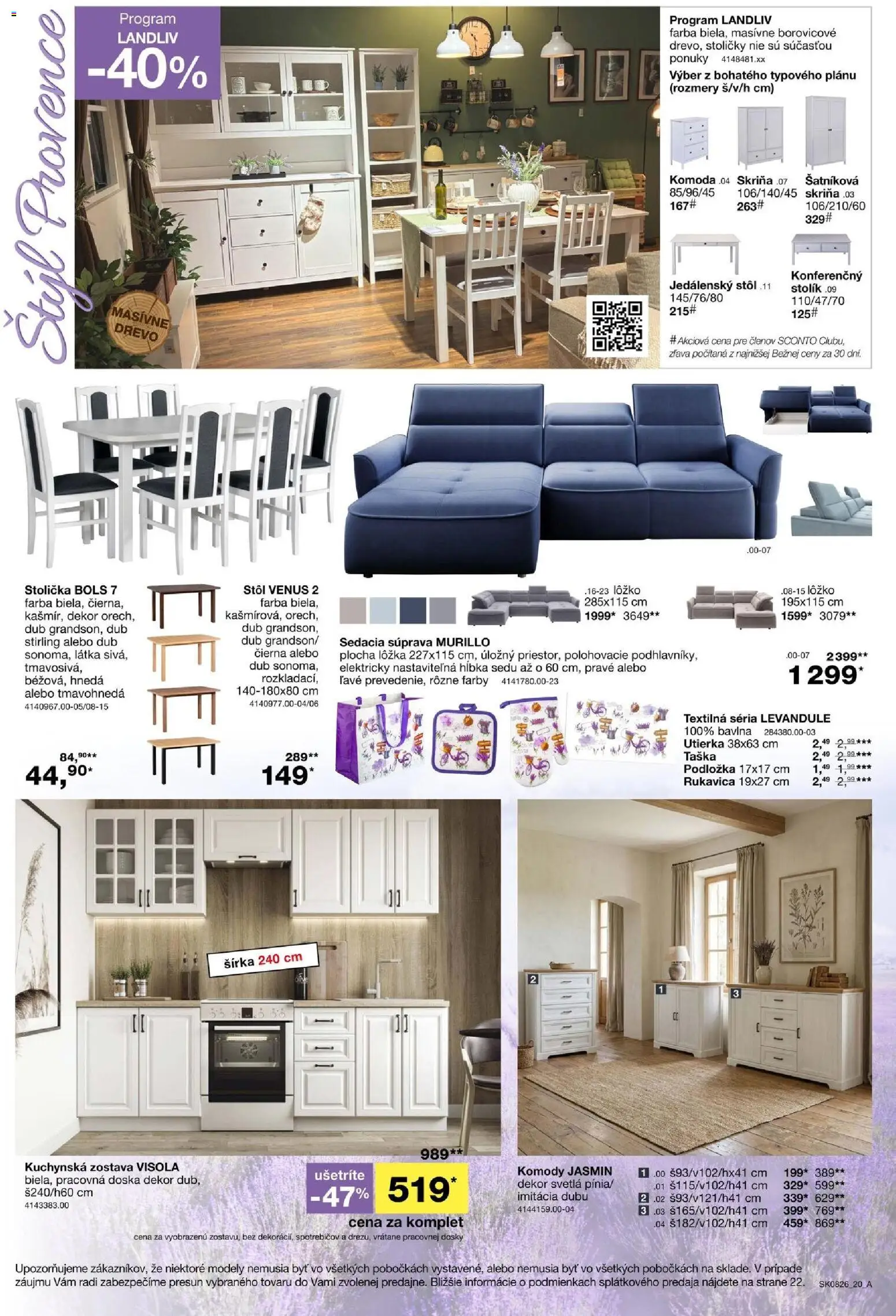 Nové Sconto nábytok akcie – leták je platný od 17.06.2026 | Strana: 20 | Produkty: Sedacia súprava, Stoličky, Skriňa, Jedálenský stôl