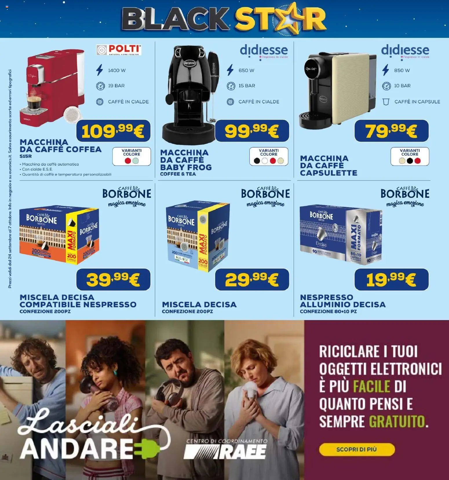 Volantino Euronics del 24/09/2026 | Pagina: 28 | Prodotti: Alluminio, Cialde, Caffè in cialde, Borbone