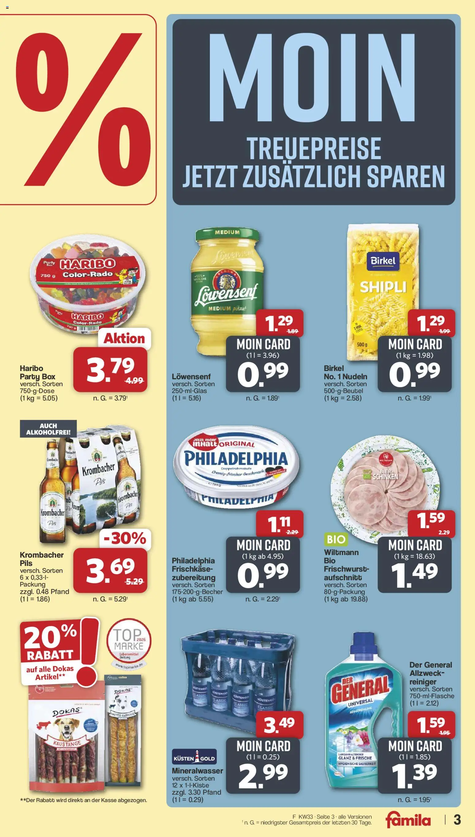 Famila Nordwest Prospekt – gültig ab 10.08.2026 | Seite: 3 | Produkte: Haribo, Box, Mineralwasser, Frischkase