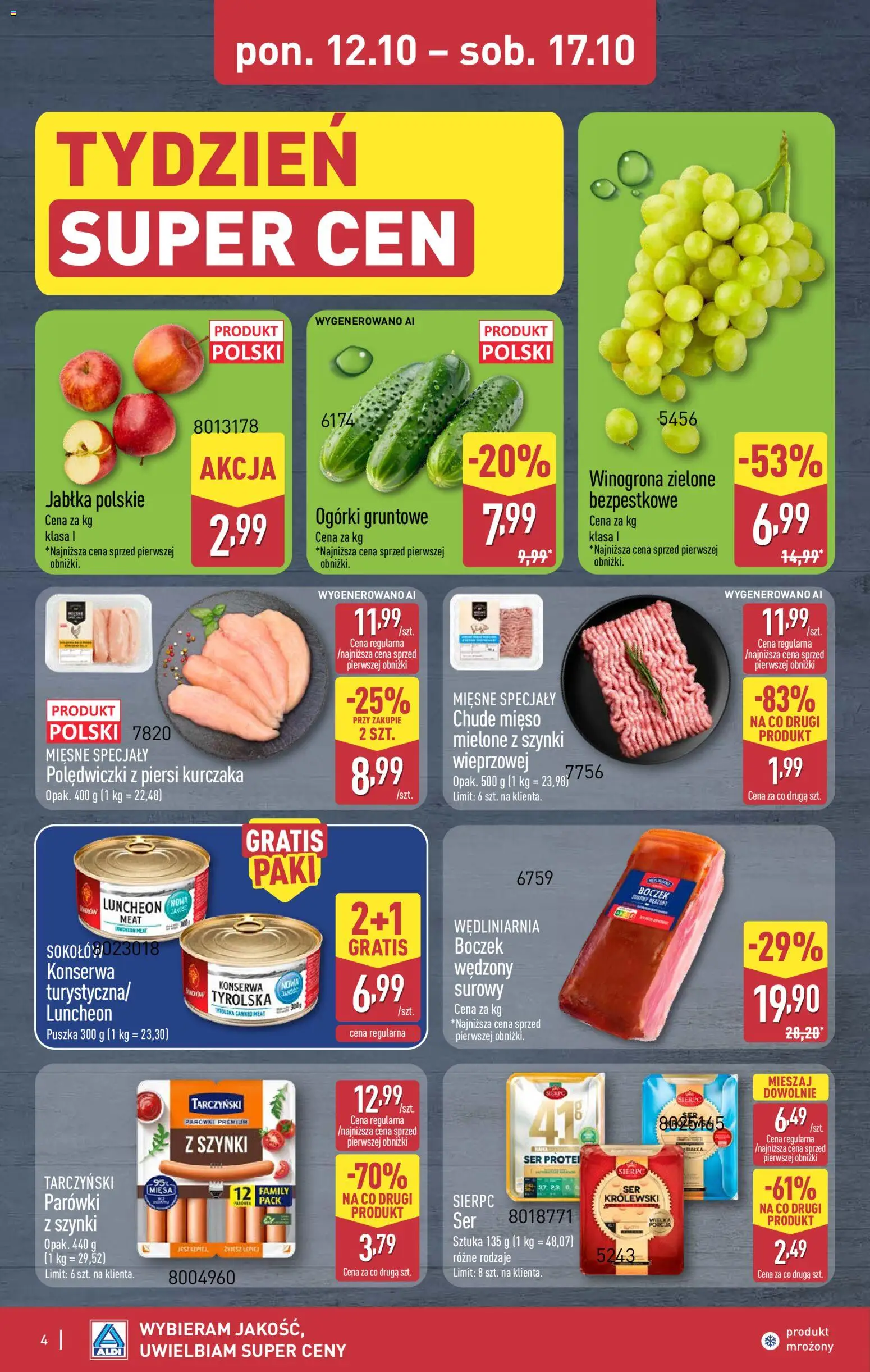 Aldi gazetka - Oferta weekendowa od 15.10.2026 | Strona: 4 | Produkty: Winogrona, Piersi, Ser, Jabłka