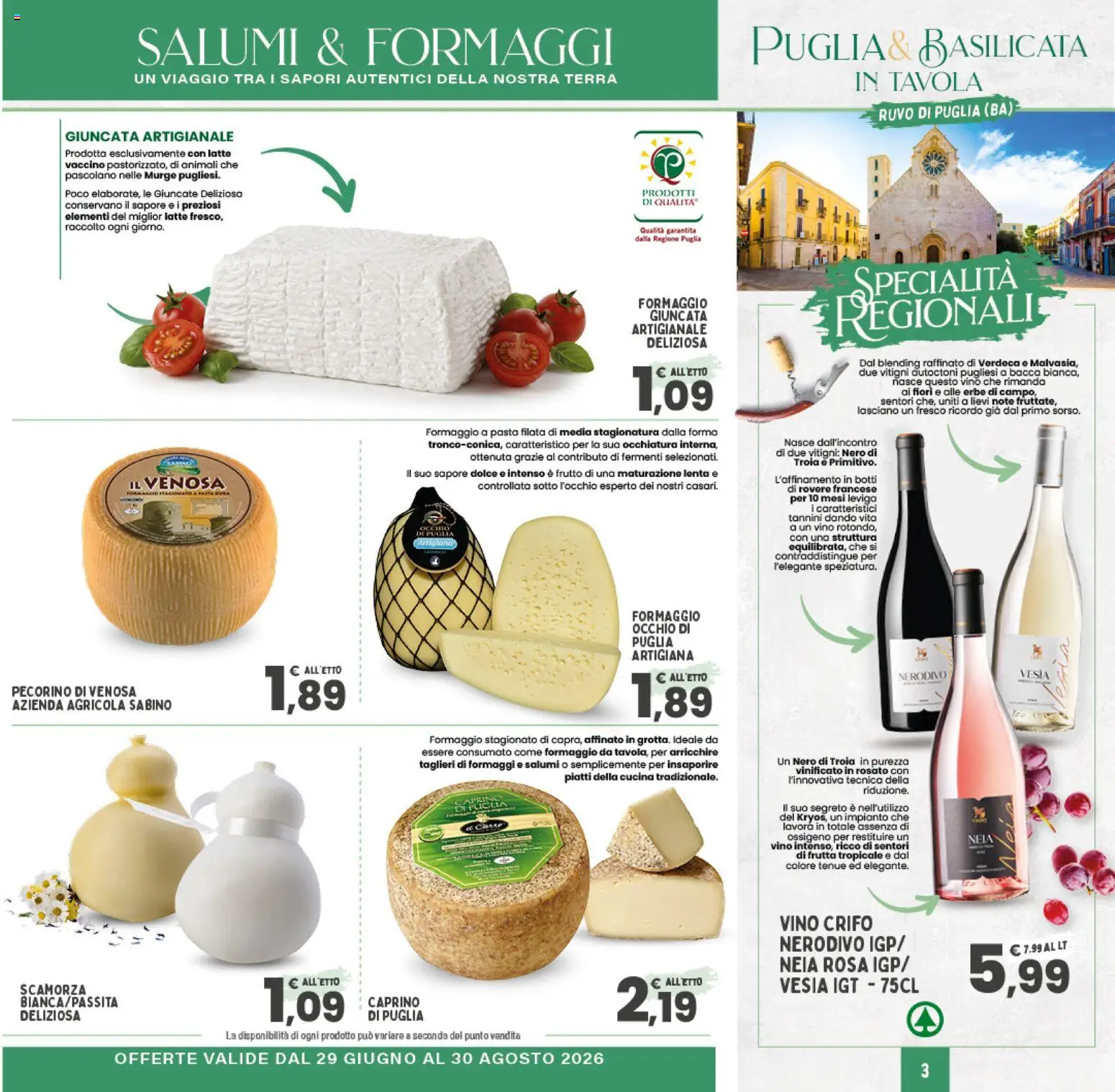 Volantino Eurospar del 29/06/2026 | Pagina: 3 | Prodotti: Frutta, Formaggio, Pasta, Terra