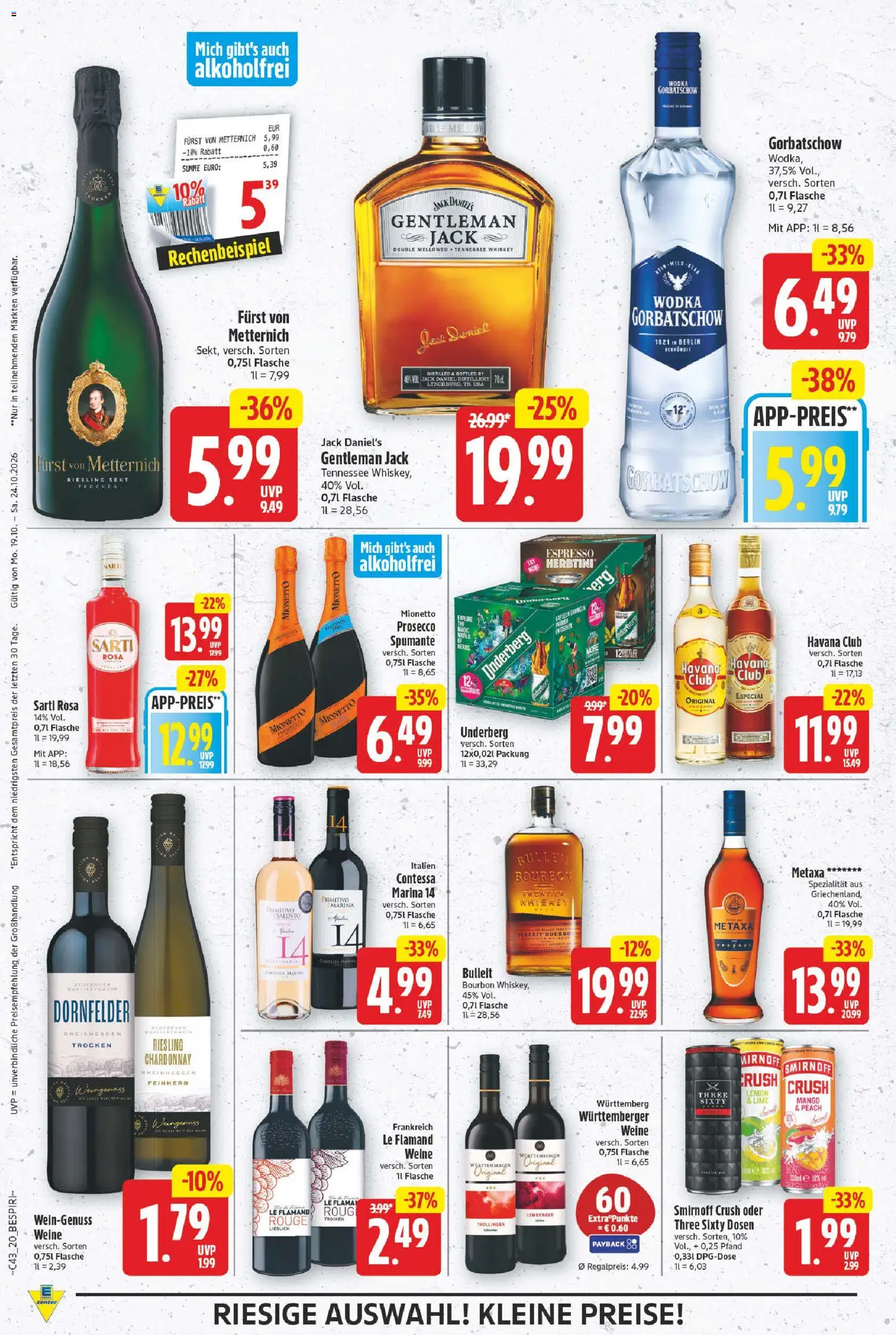E center Prospekt – gültig ab 19.10.2026 | Seite: 22 | Produkte: Havana club, Metaxa, Prosecco, Mango