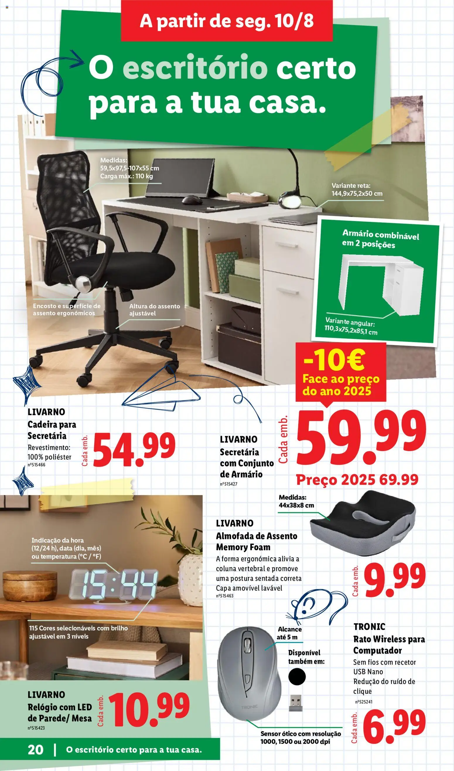 Lidl Folheto Especial │ válido de 10/08/2026 | Página: 20 | Produtos: Computador, Mouse, Almofada, Cadeira