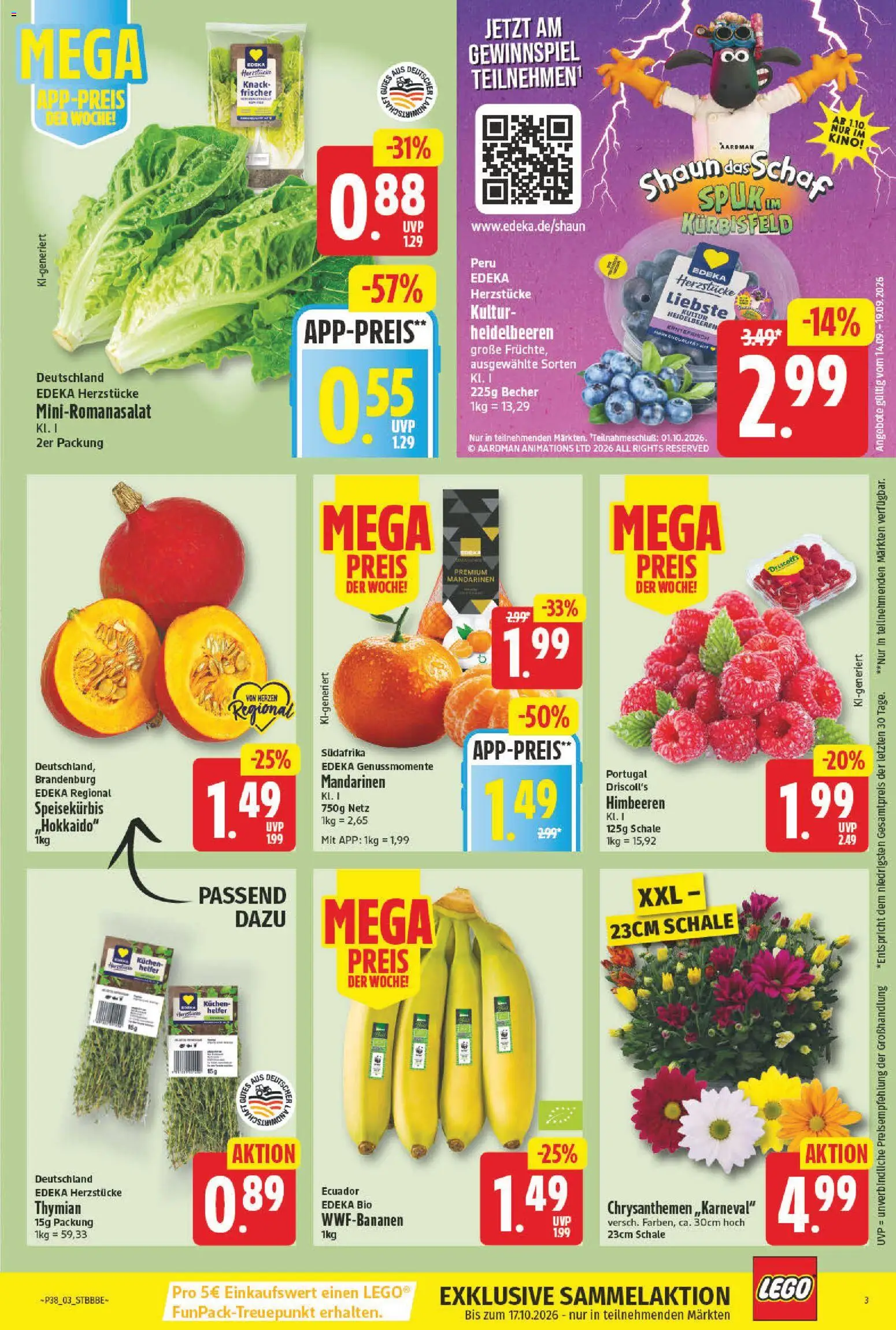 NP Discount Prospekt – gültig ab 14.09.2026 | Seite: 3 | Produkte: Himbeeren, Mandarinen, Heidelbeeren, Kuchen