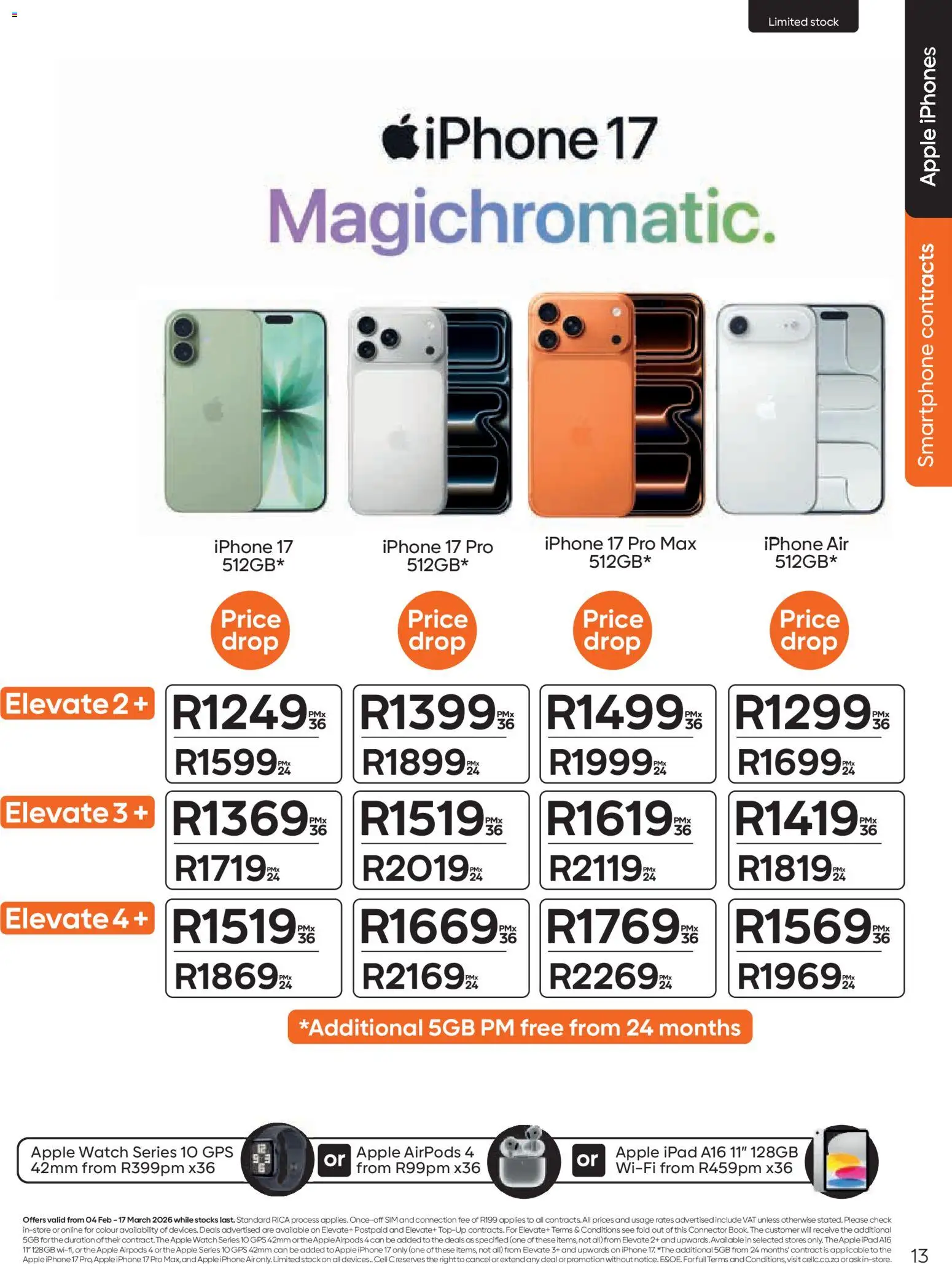 New Cell C catalogue – valid from 04/02/2026 | Page: 15 | Products: Smartphone, Watch, Connector, Stock